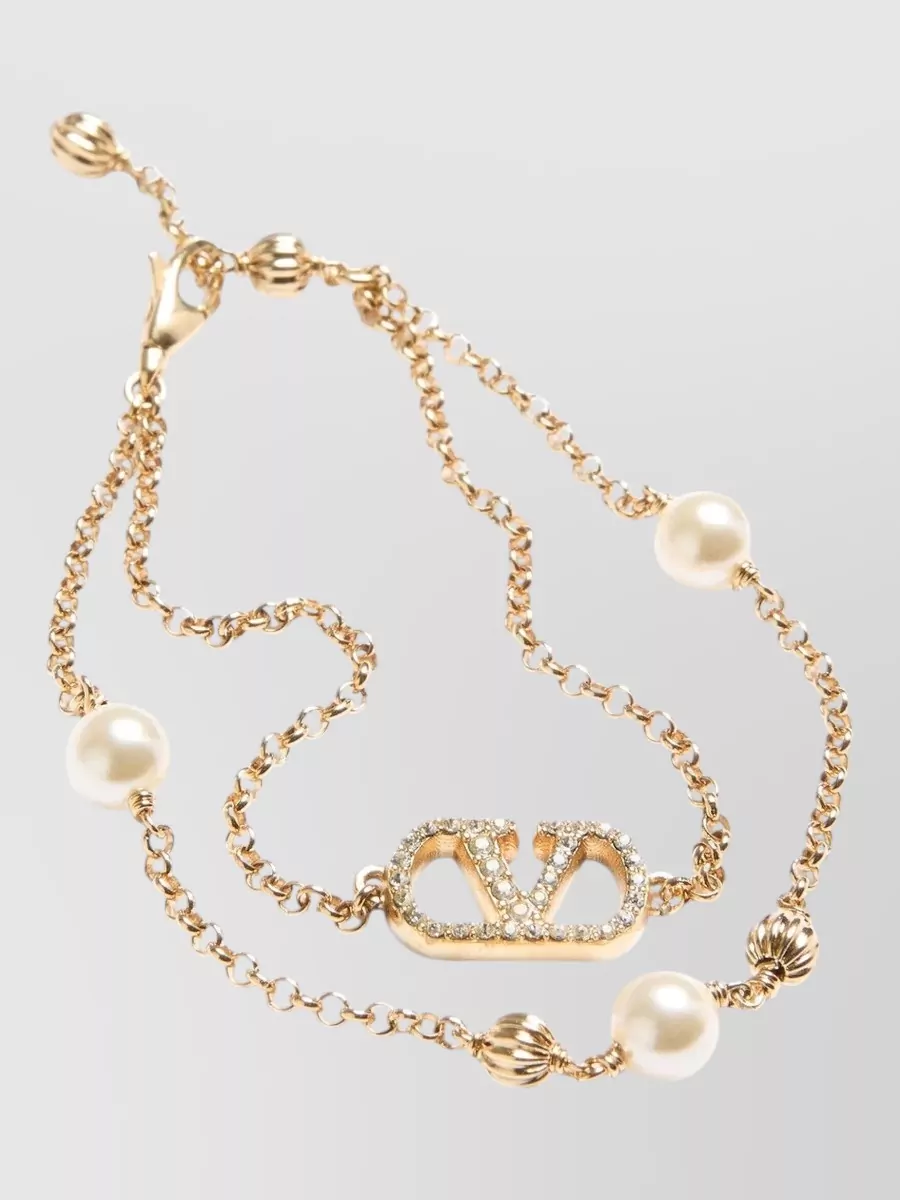 Valentino Garavani Crystal-Embellished Chain Bracelet