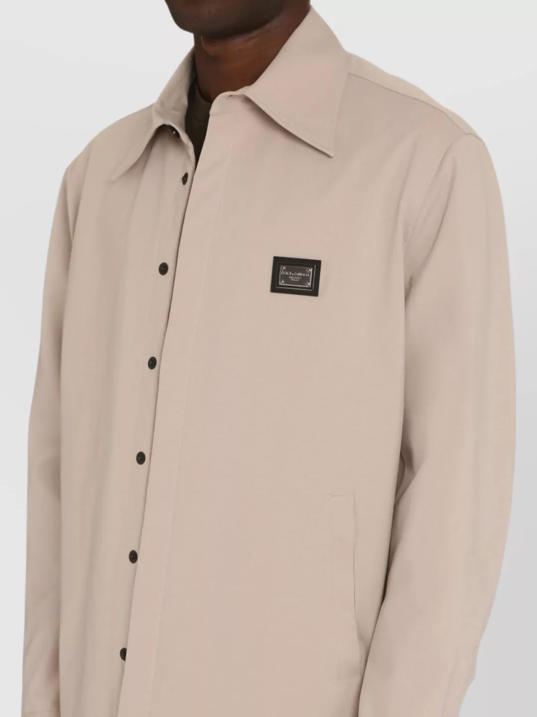 Dolce & Gabbana Collared Technical Fabric Overshirt With Front Pockets
