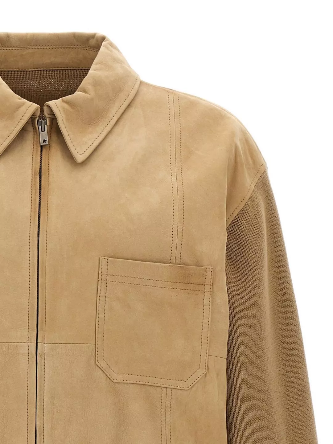 Golden Goose 'neil' Collar Jacket With Ribbed Accents