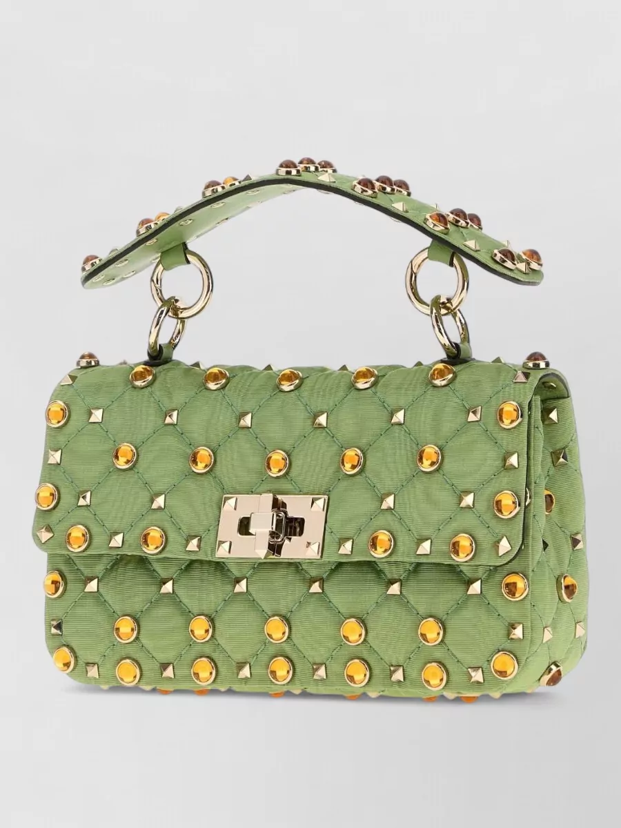 Valentino Garavani rockstud spike fabric clutch bag