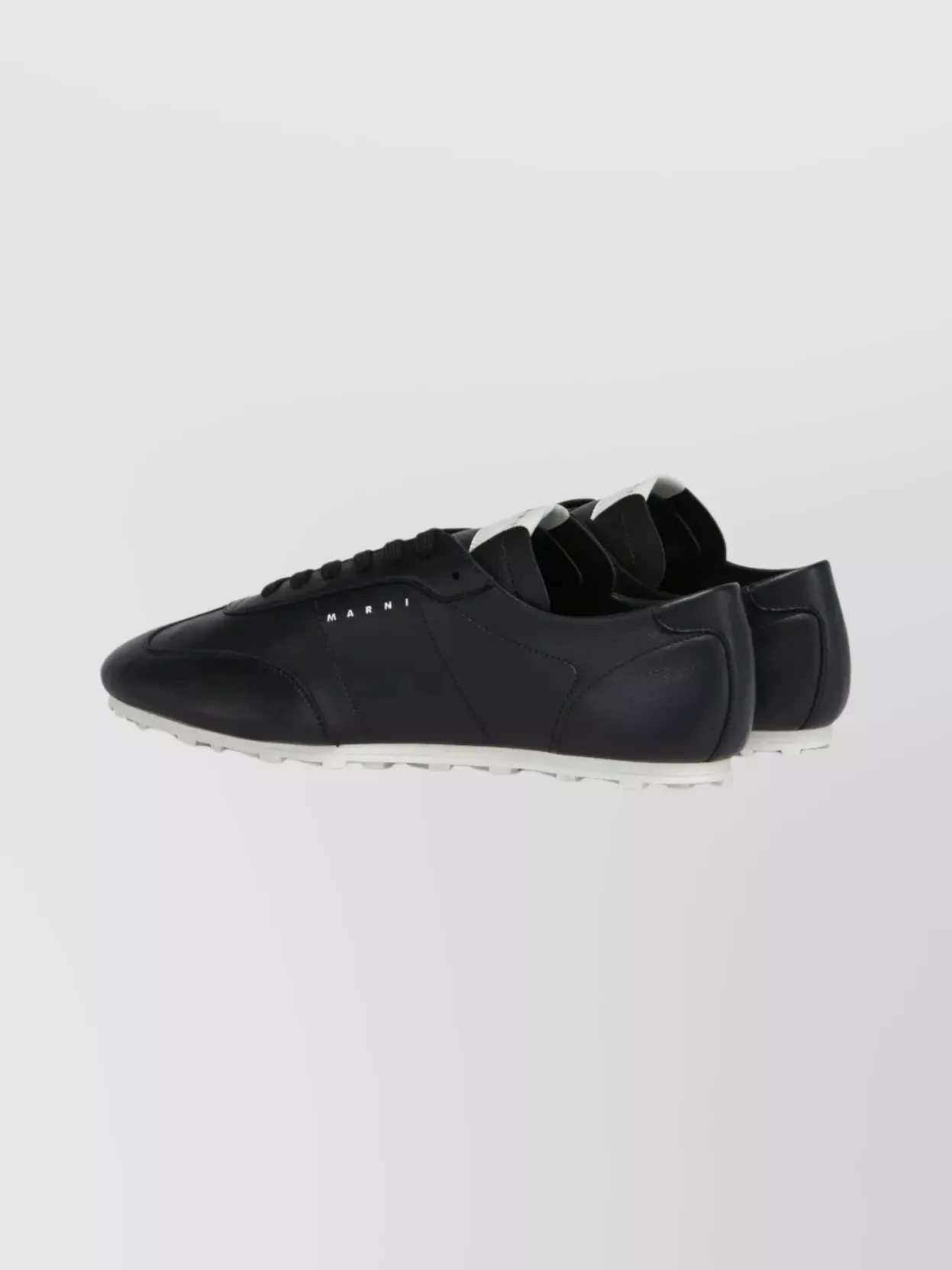 Marni Leather Low-top Sneakers And Contrasting Sole In Black