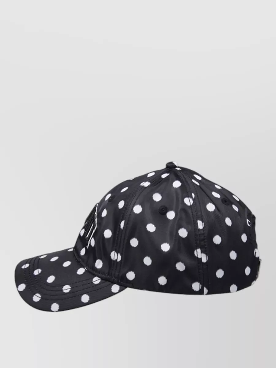 Ganni Nylon Cap Polka Dot Curved Brim