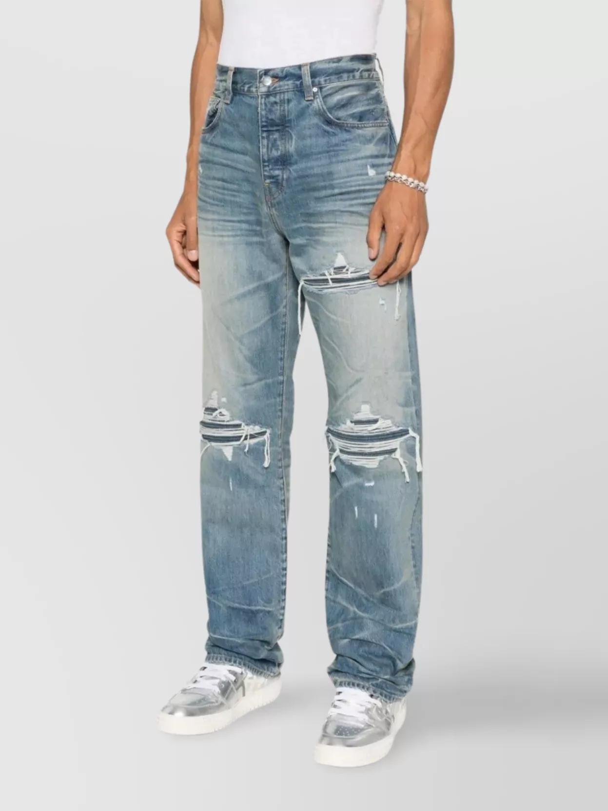 Amiri Straight-Leg Distressed Jeans Belt Loops