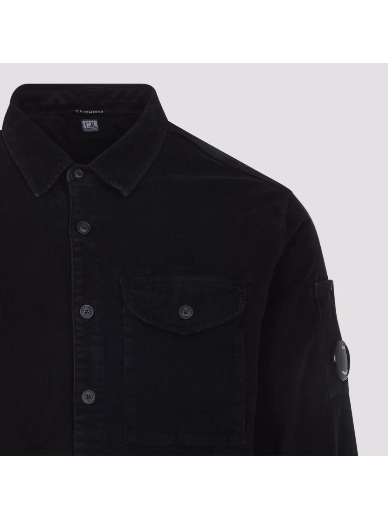 C.p. Company Corduroy Shirt With Chest Pocket And Long Sleeves In Blue