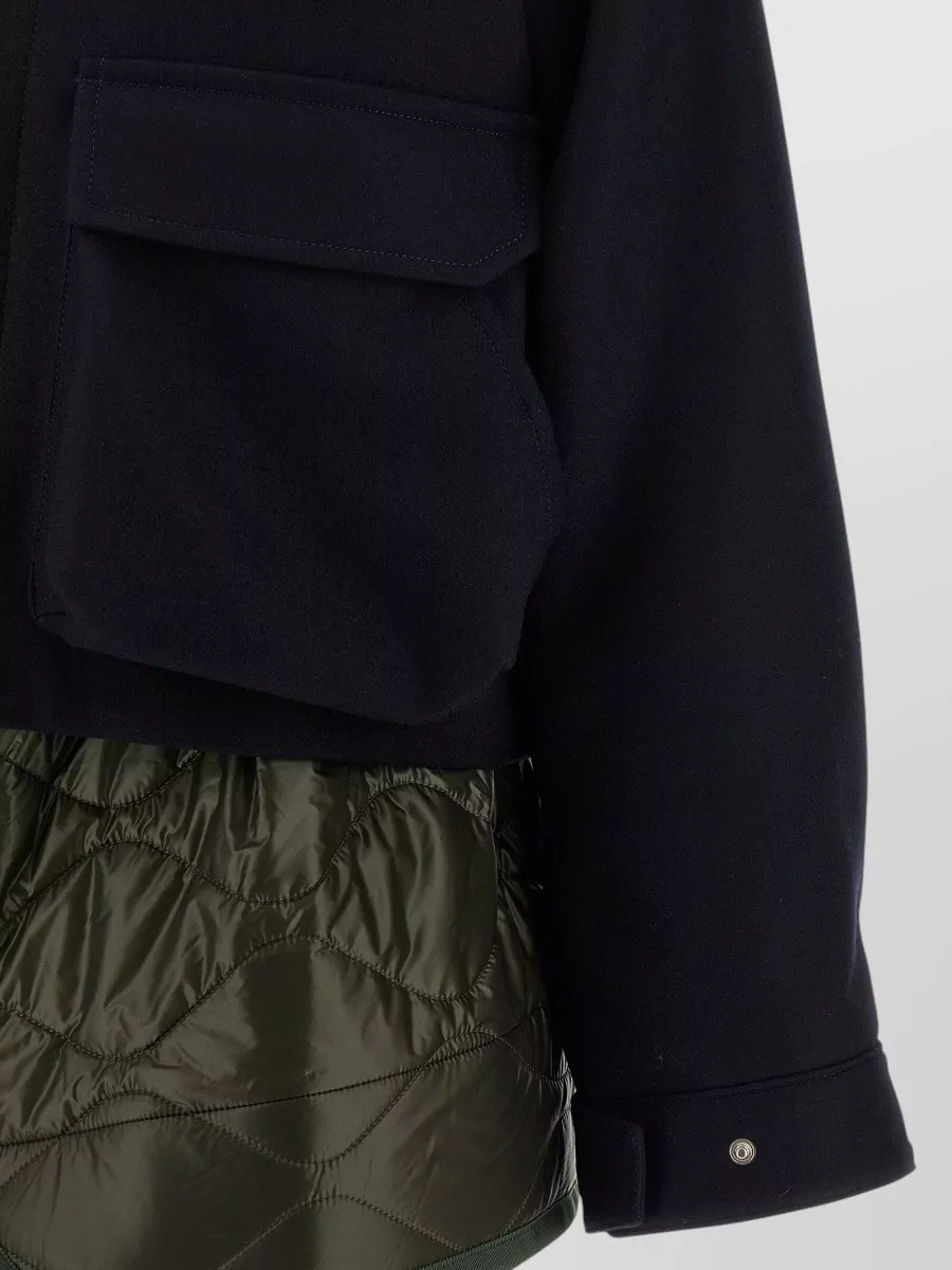 Sacai Wool Quilted Asymmetric Parka Coat
