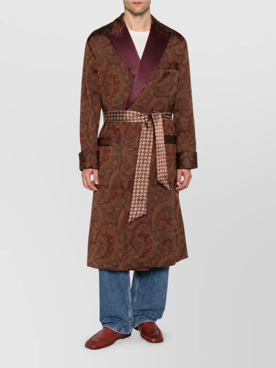 Etro Silk-Blend Belted Paisley-Jacquard Robe Coat