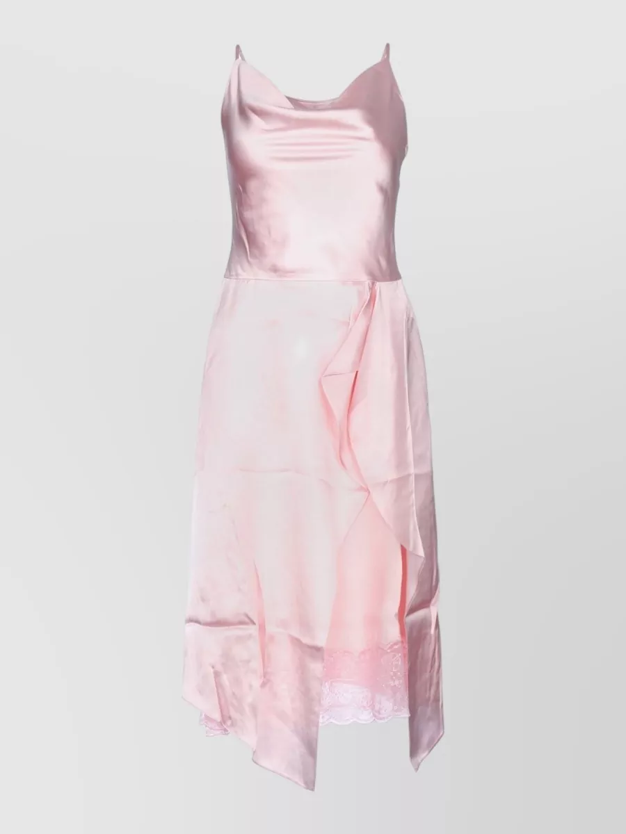 Acne Studios ruched lace-trim midi slip dress