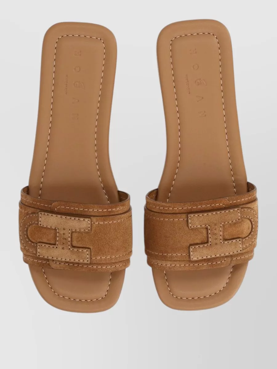 Hogan Leather Slide Sandals