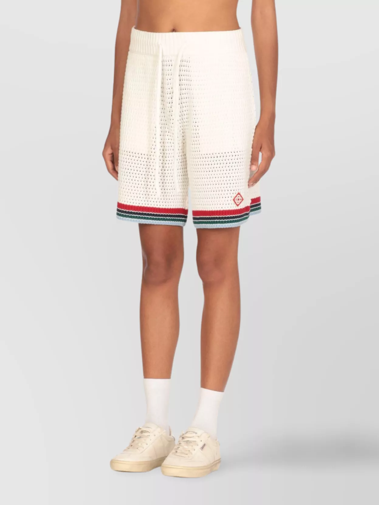 Casablanca Knit Textured Bermuda Shorts With Striped Hem