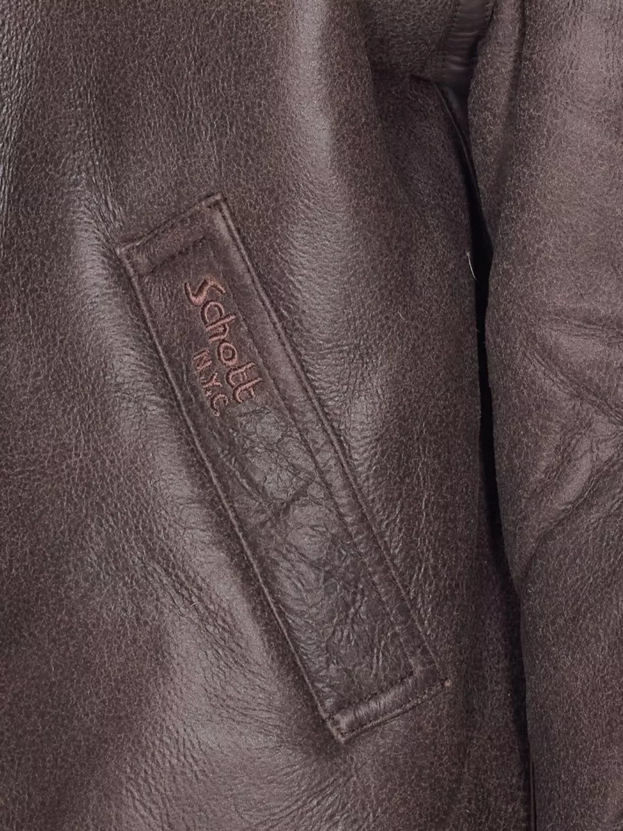 Schott Shearling Jacket With Belt And Pockets