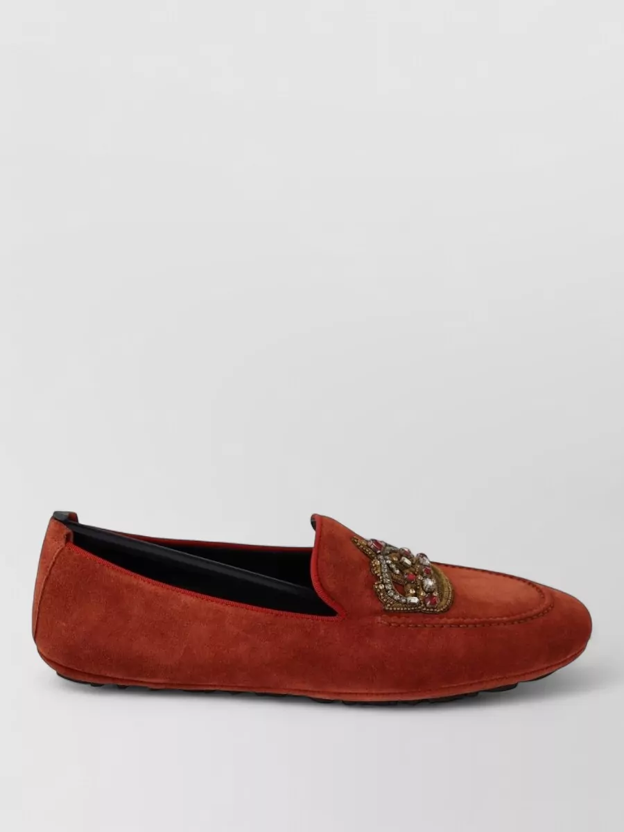 Dolce&Gabbana Leather Crystal-Embellished Loafers
