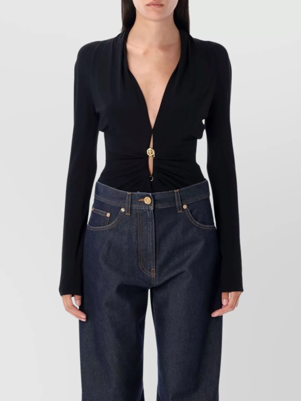 Versace Safety Pin Draped Bodysuit