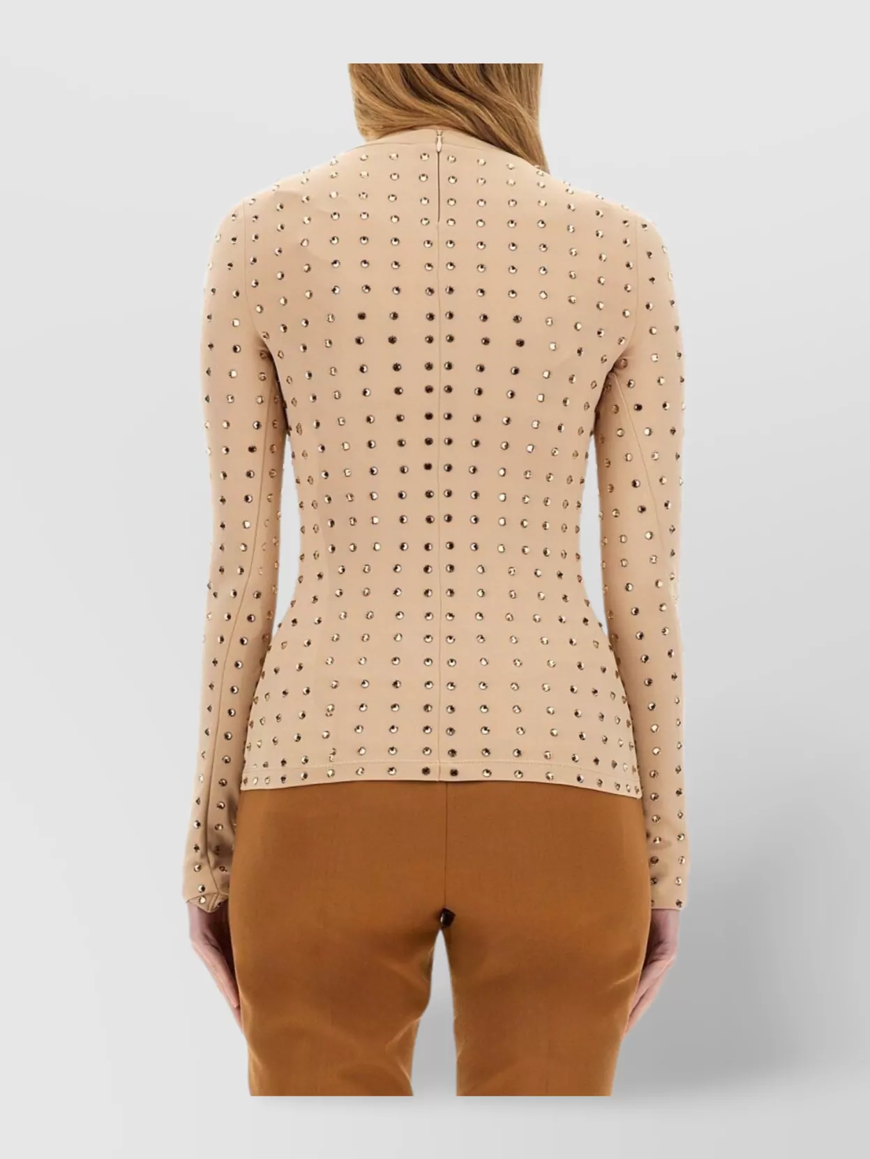 Sportmax Crystal Embellished Long Sleeve Top