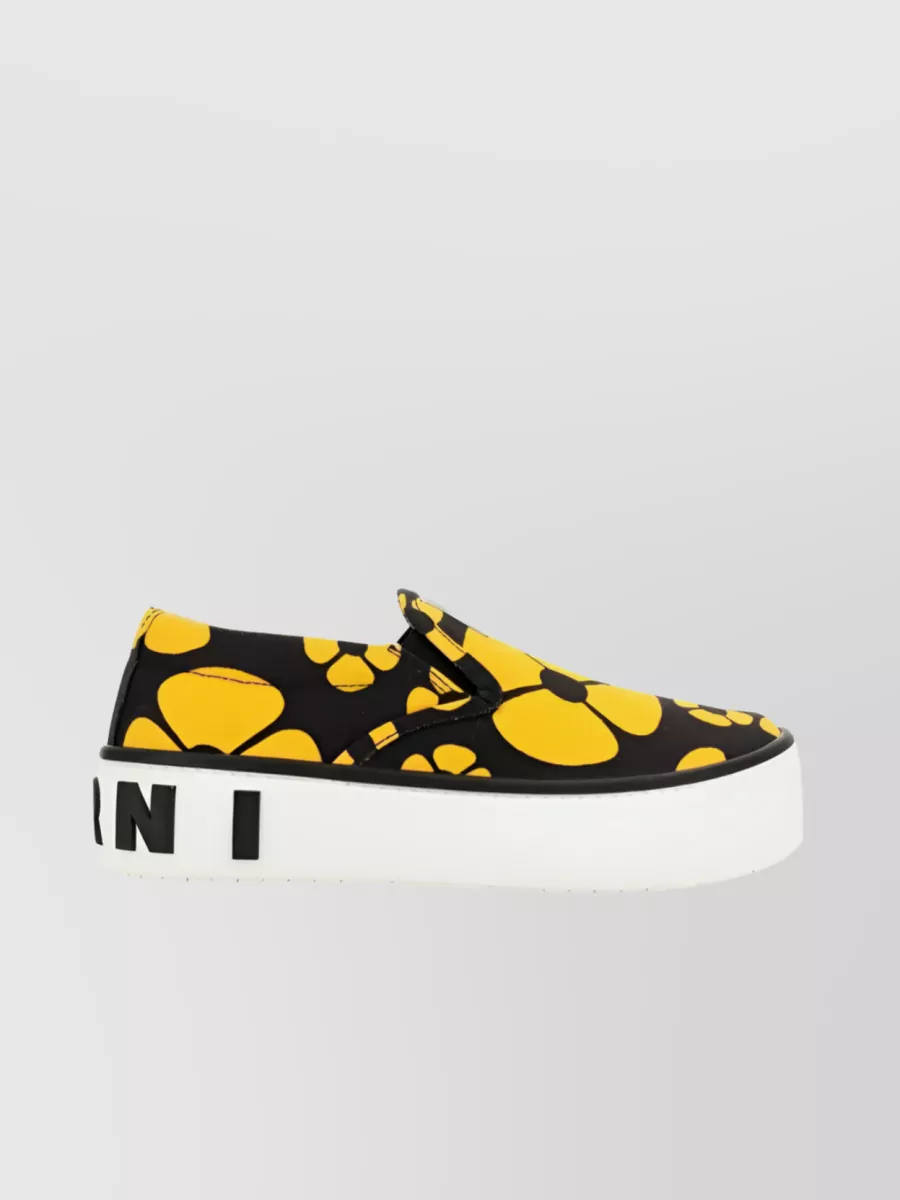 Shop Marni Bold Floral Print Sneakers In Yellow
