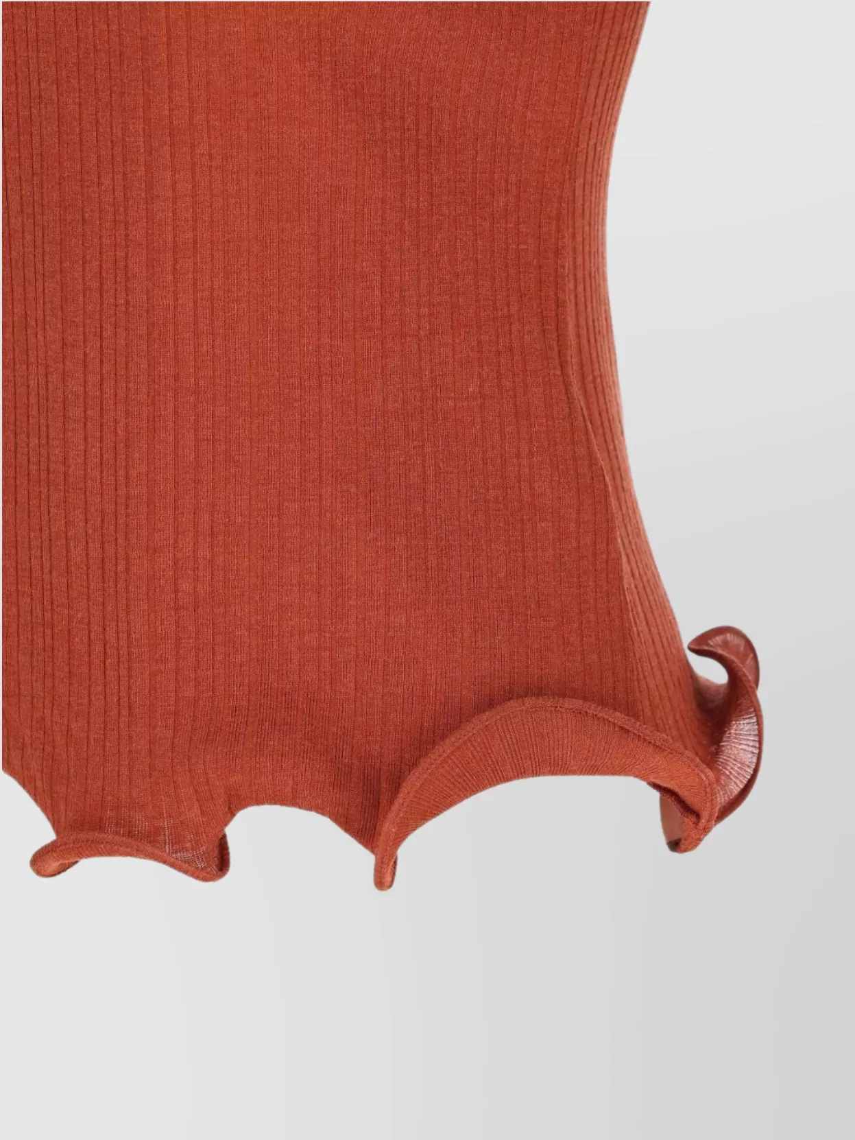 Fendi Ruffled Hem Sleeveless Ribbed Knit Top