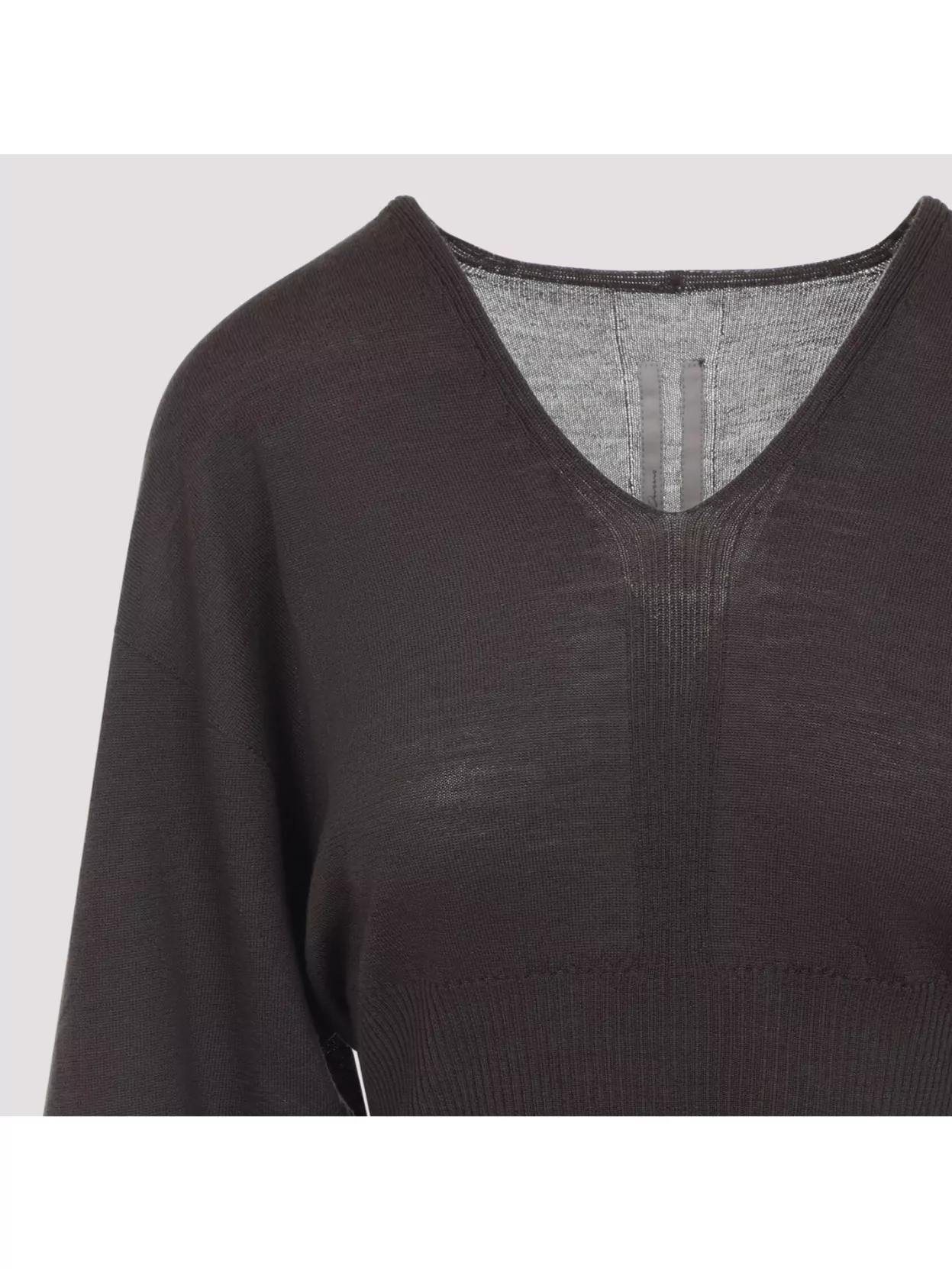 Rick Owens Cropped Virgin Wool Pullover V-neck In Black