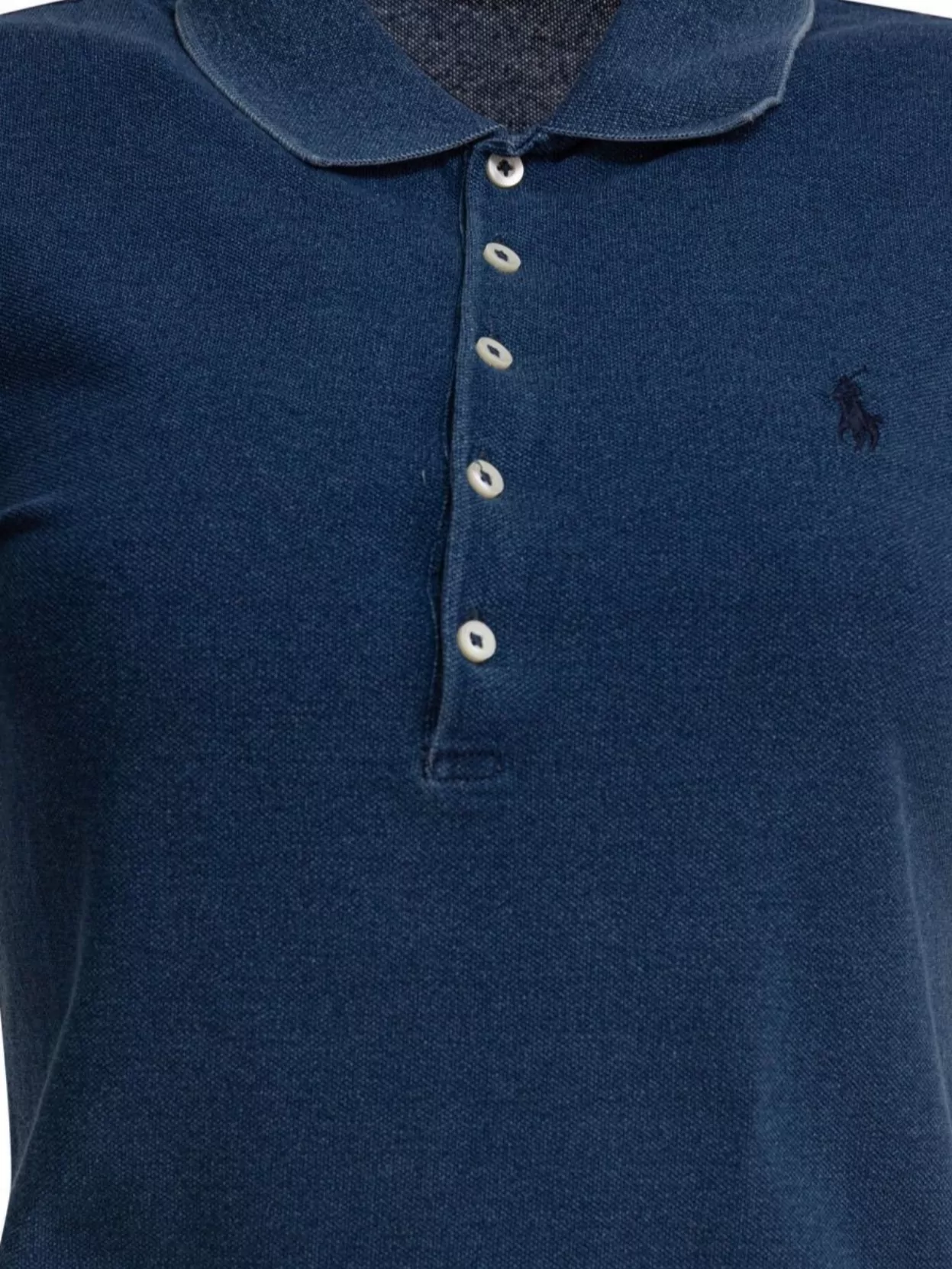 Polo Ralph Lauren Ribbed Collar Short Sleeves Tops In Blue