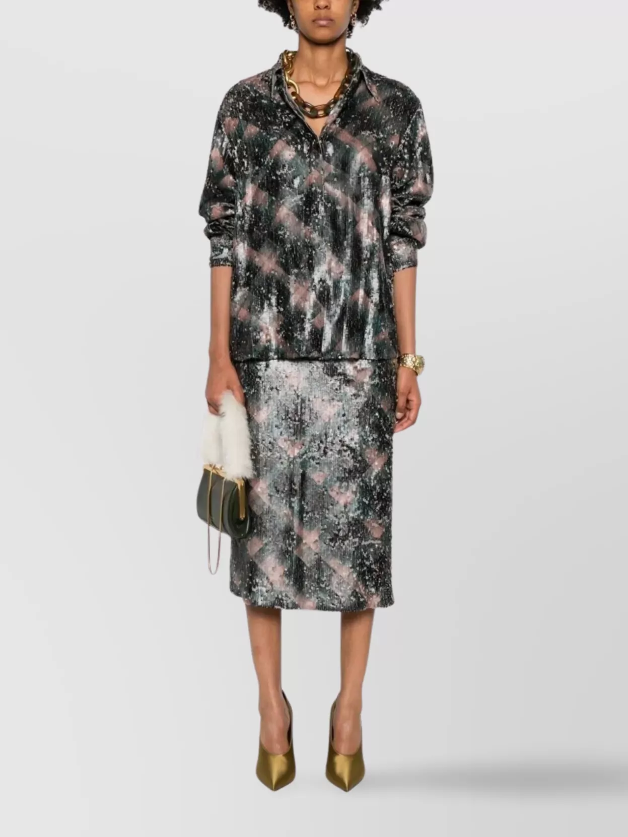 Dries Van Noten Mid-length Skirt Sequin Detail In Multi
