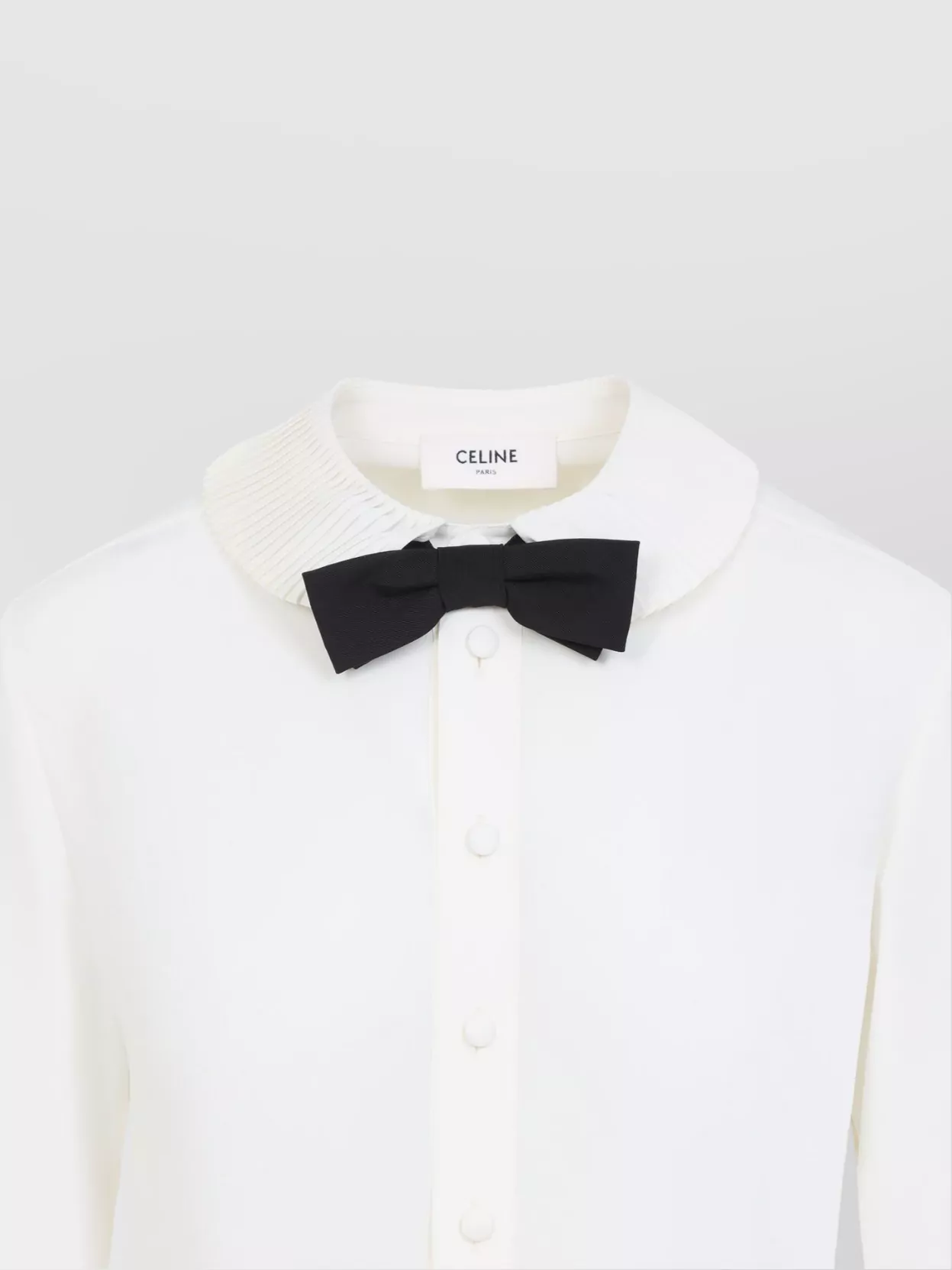 Celine Silk Blend Shirt With Black Bow