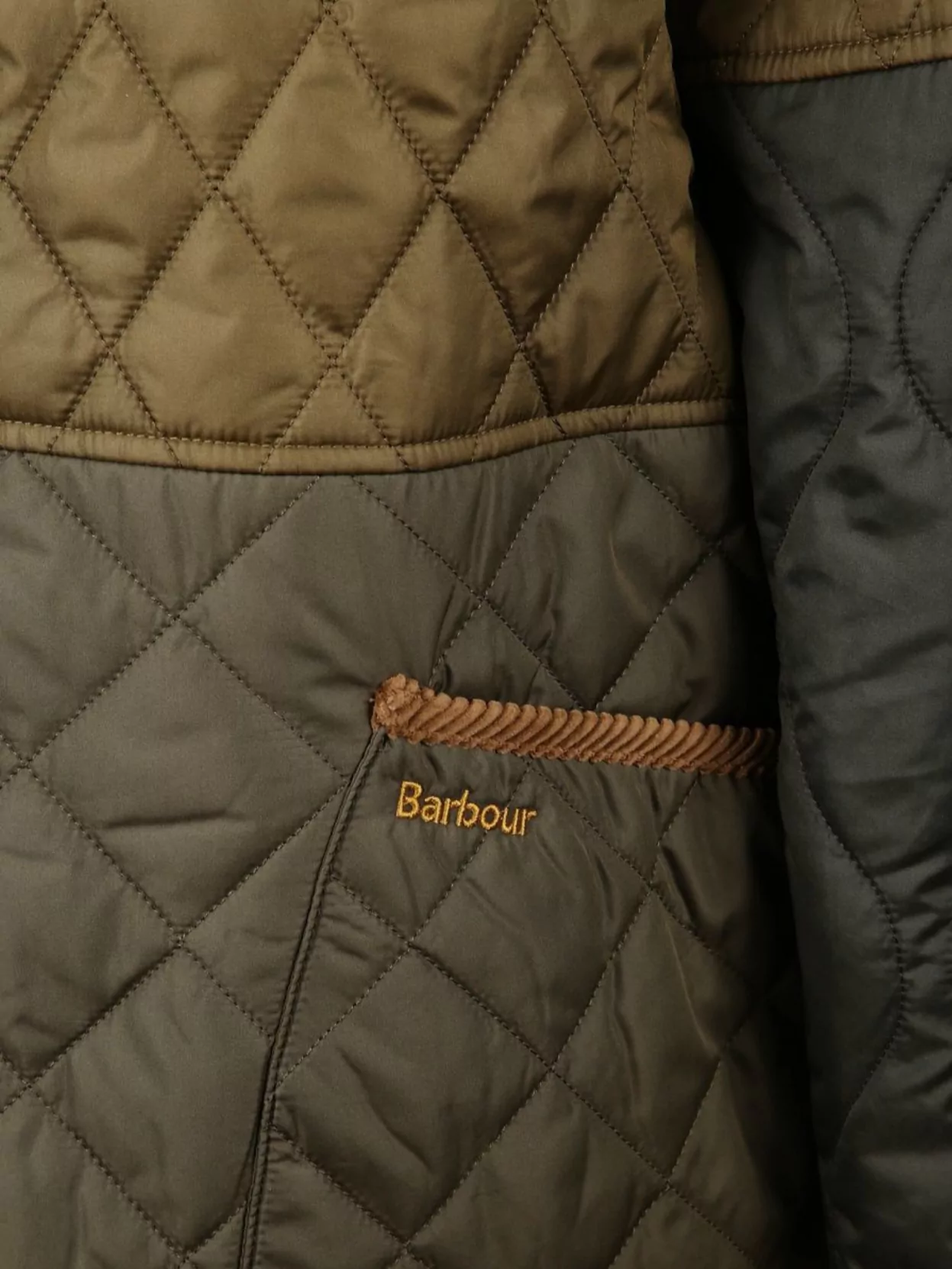 Barbour Quilted Jacket With Contrast Collar And Pockets In Multi
