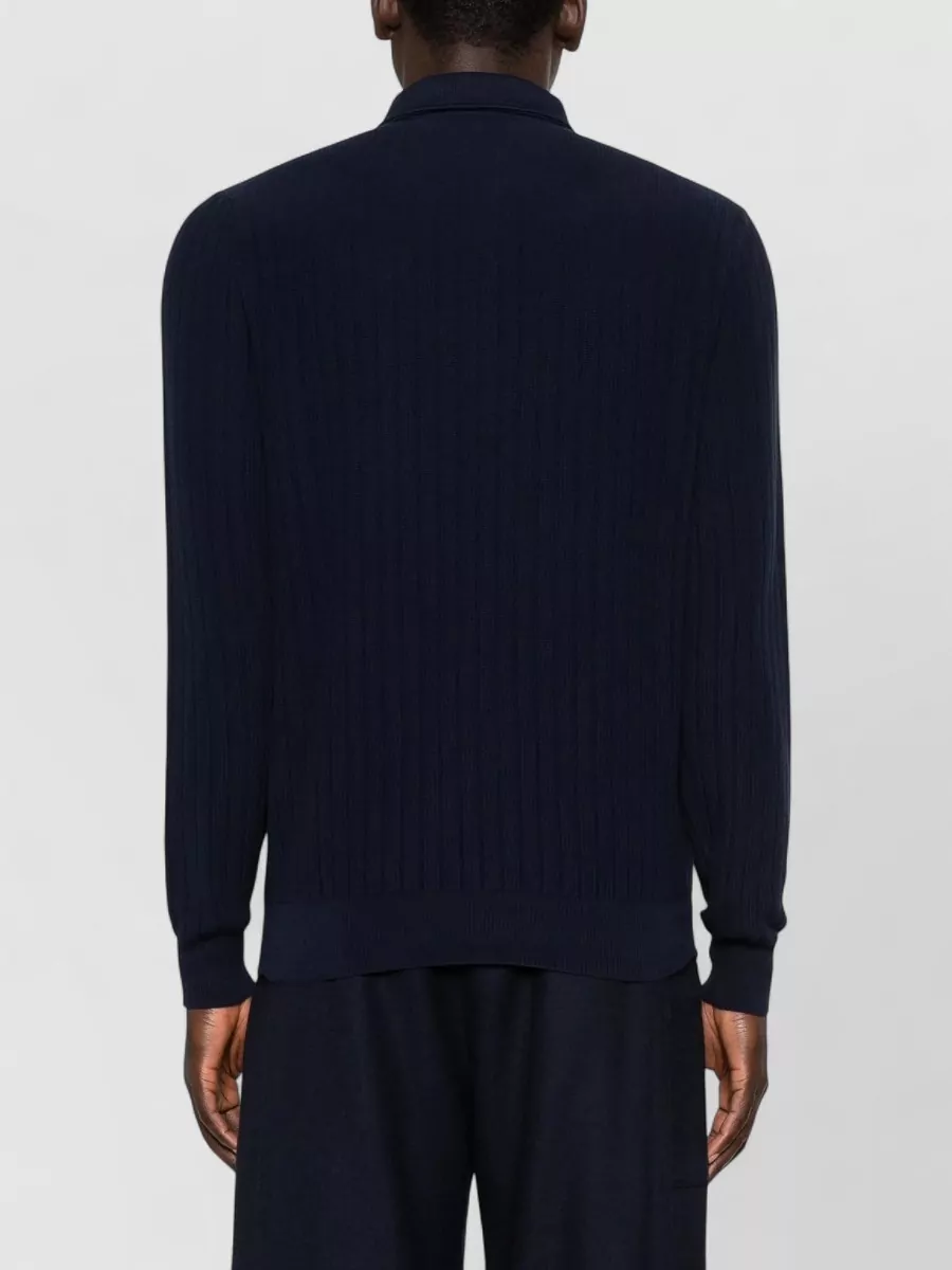 Lardini Ribbed Knit Long-Sleeve Polo Shirt