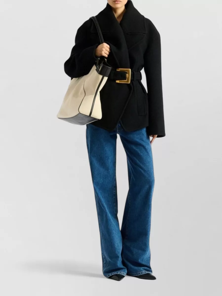 Balmain Virgin Wool Belted Short Coat