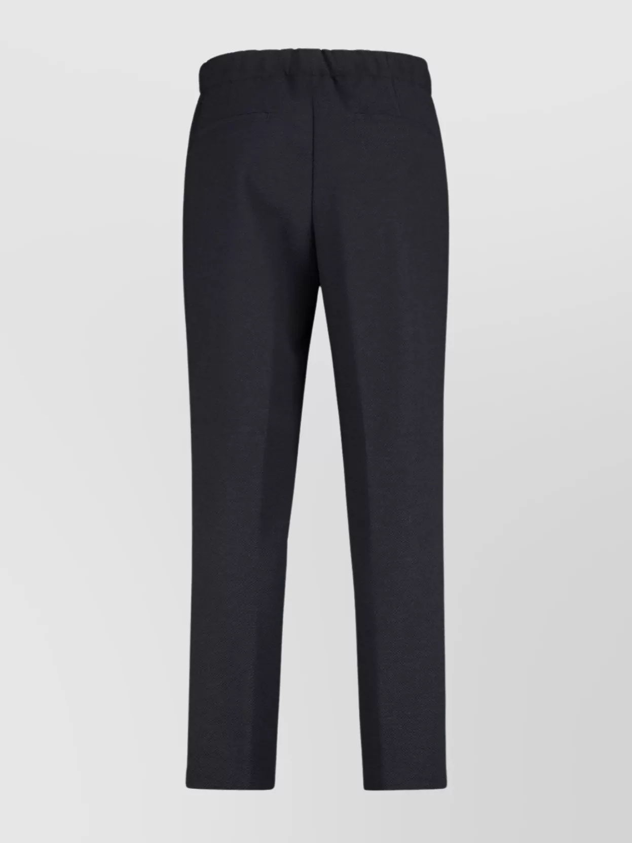 Hugo Boss Elastic Waistband Wool Blend Trousers With Two Back Welt Pockets In Black