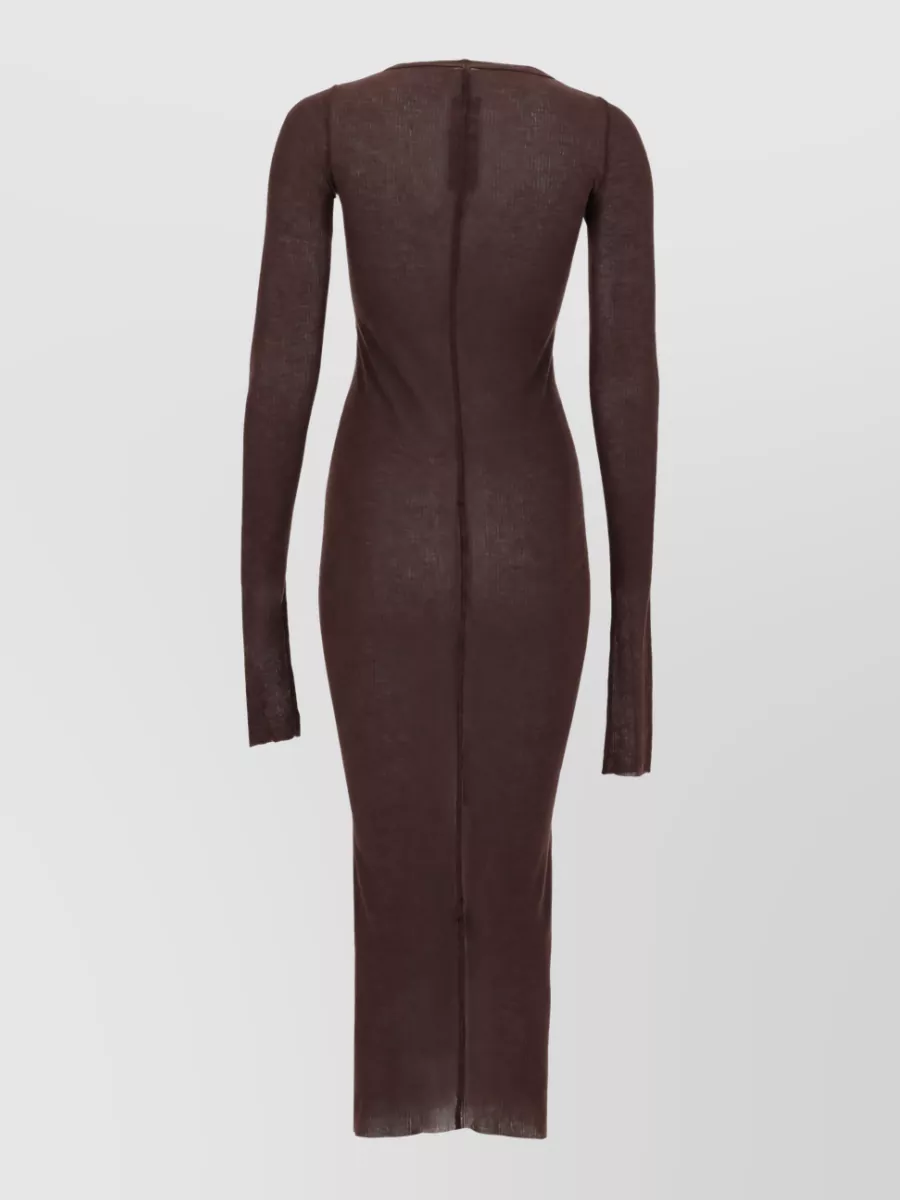 Rick Owens Silk Blend Long-Sleeve Midi Dress