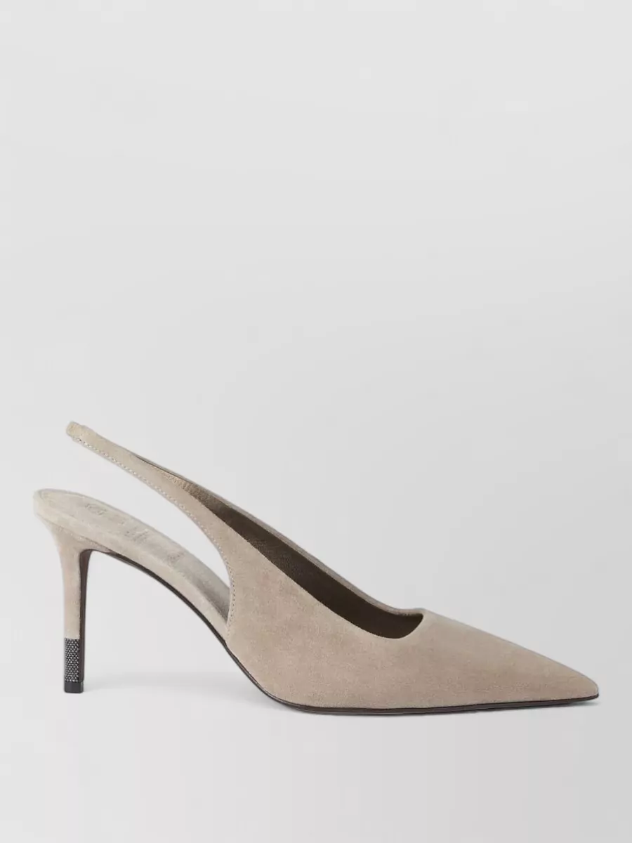 Brunello Cucinelli Suede Leather Slingback Pumps