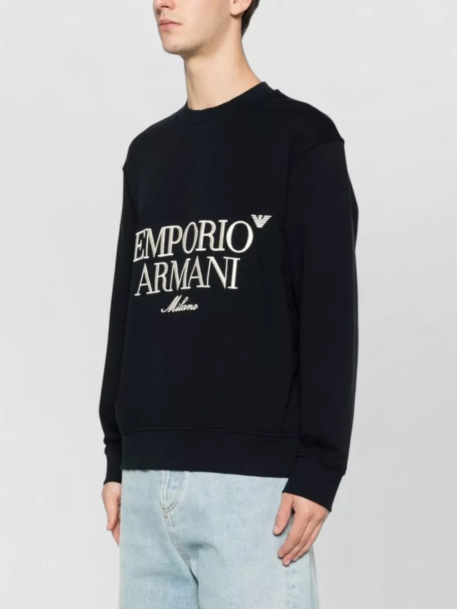 Emporio Armani Cotton Logo-Print Crew-Neck Long-Sleeve Sweatshirt