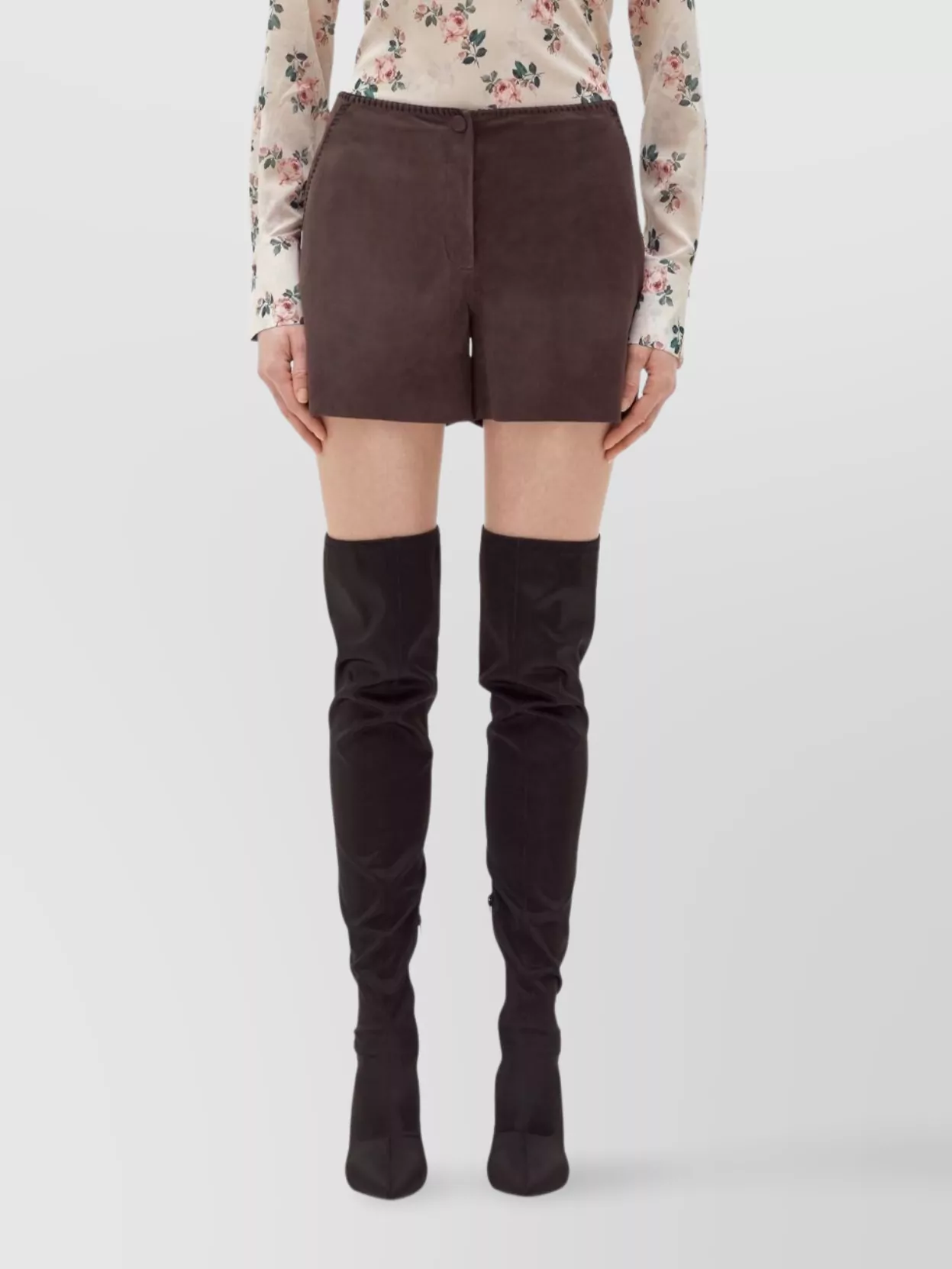 Blugirl Crochet Trim Suede Shorts Side Pockets