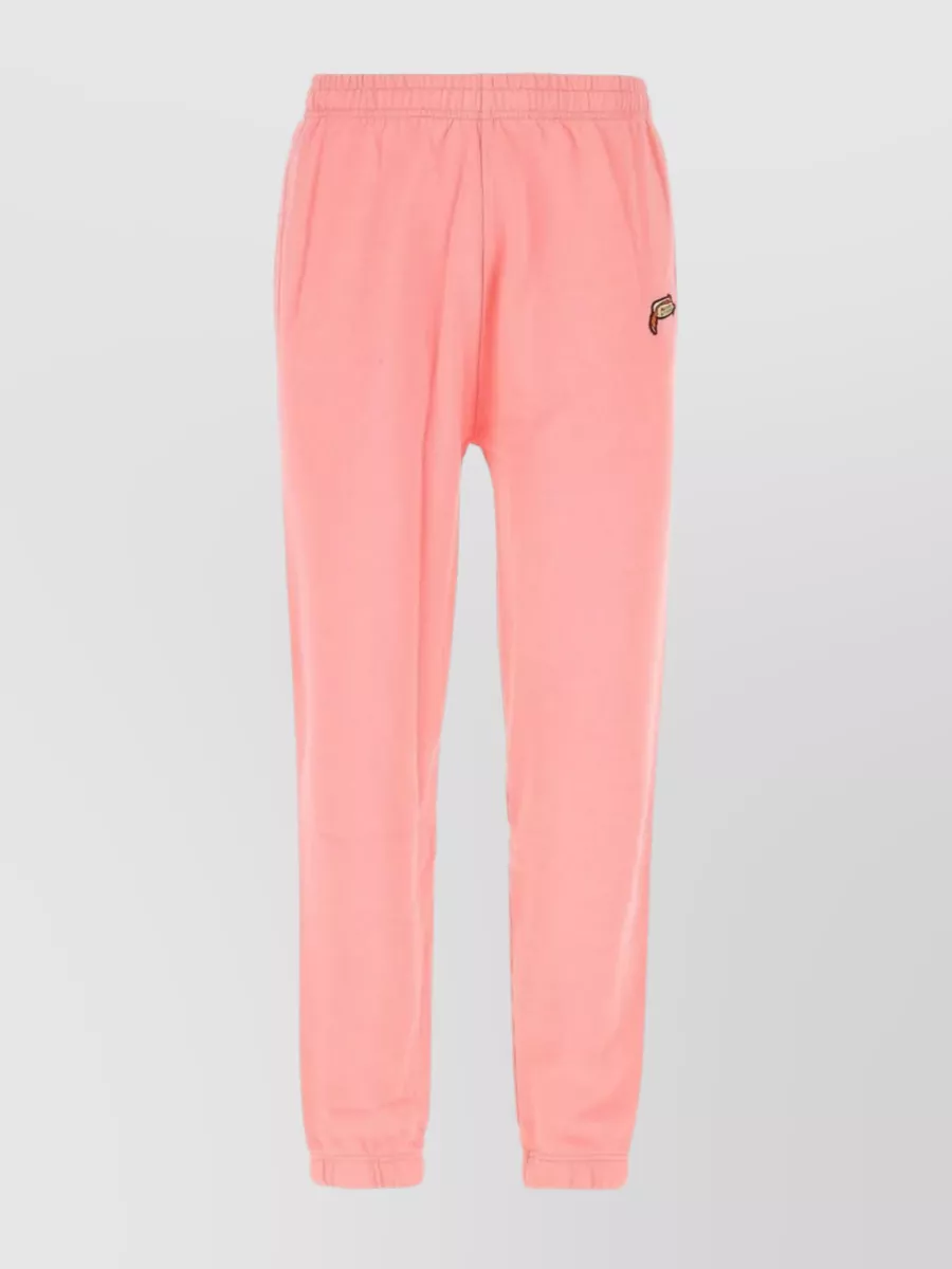 Shop Maison Kitsuné Cotton Joggers With Elastic Waistband And Ribbed Cuffs In Pink
