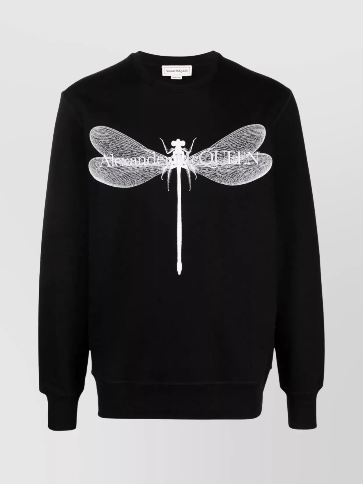 Shop Alexander Mcqueen Dragonfly Graphic Crewneck Sweater In Black