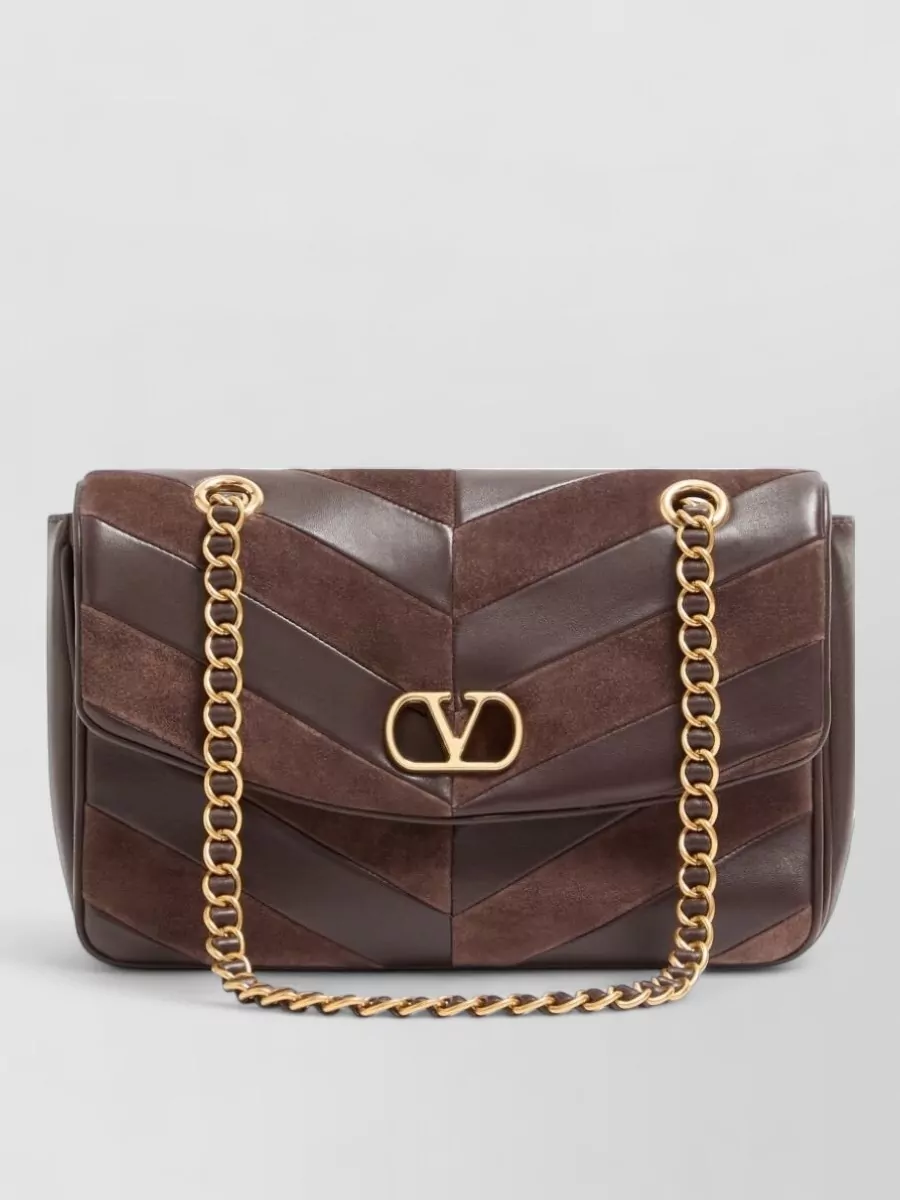 Valentino Garavani Medium Leather And Suede Shoulder Bag