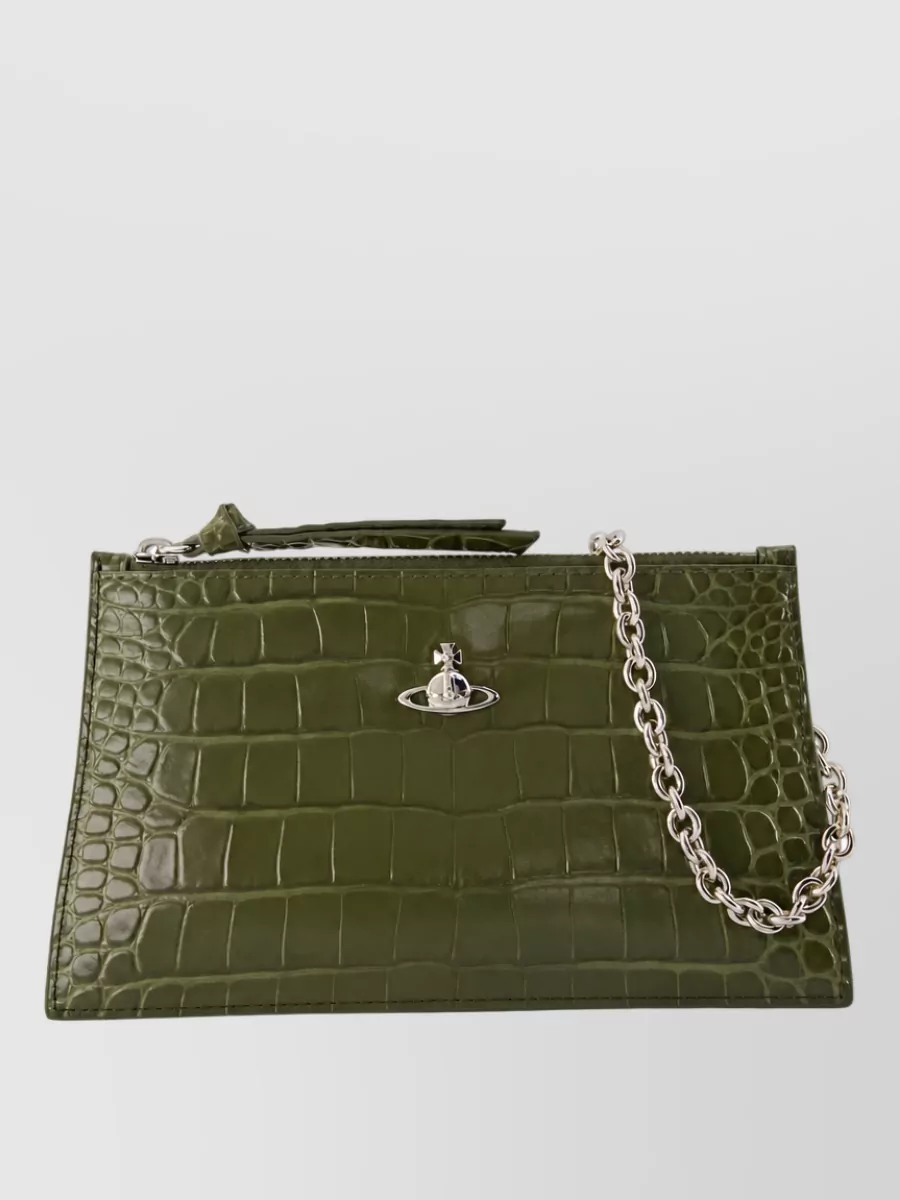 Vivienne Westwood small flat zip clutch calf leather mini bag