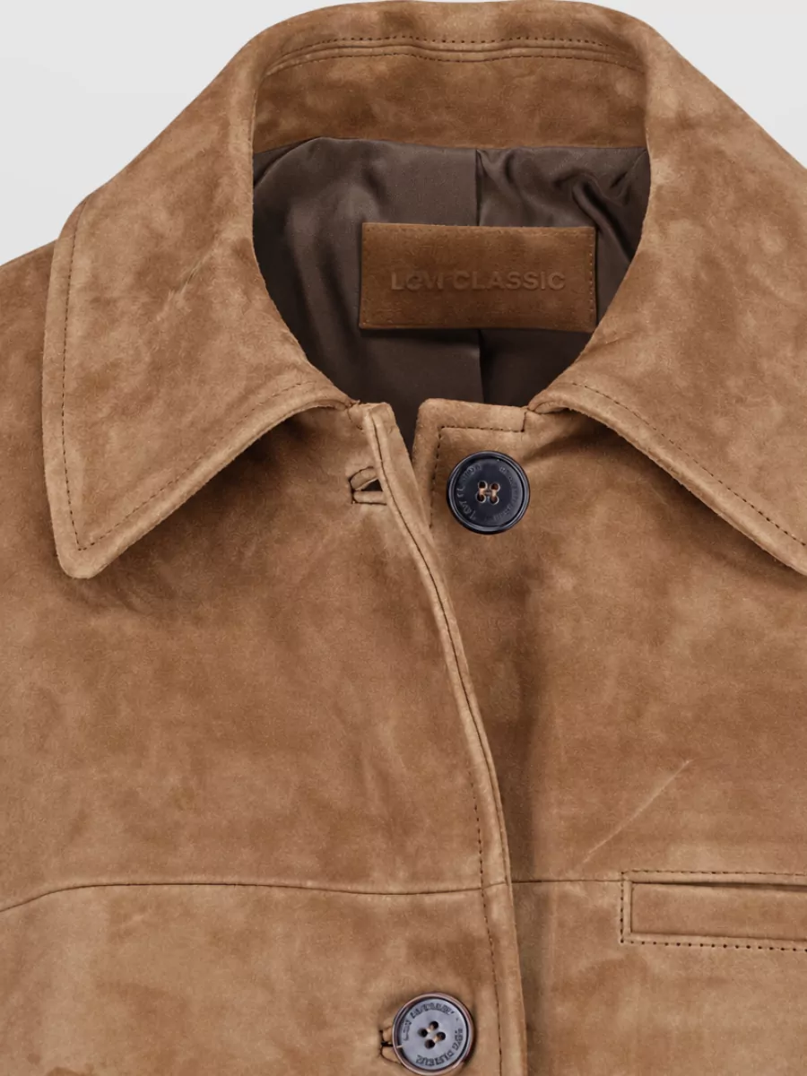 Low Classic Leather Single-Breasted Coat