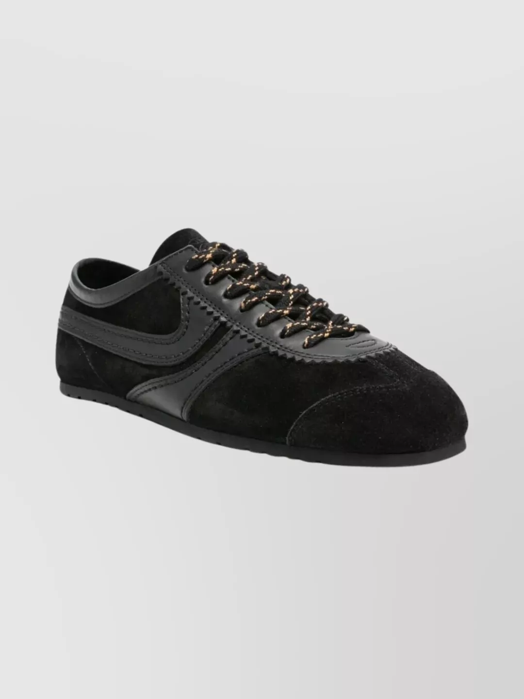 Dries Van Noten Suede Texture Sneakers Featuring Contrast Stitching In Black