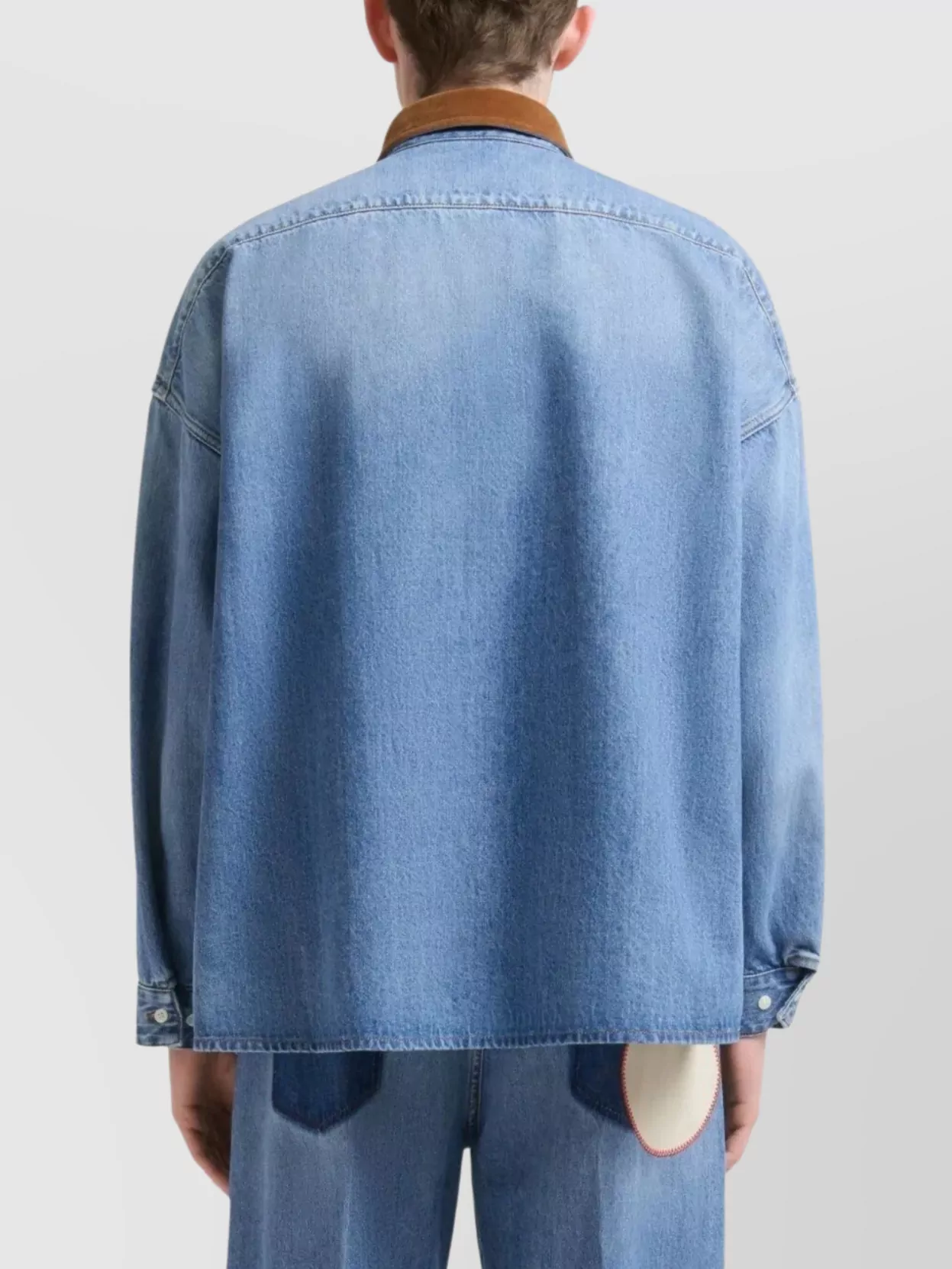 Marni Long Sleeve Denim Shirt With Velvet Collar