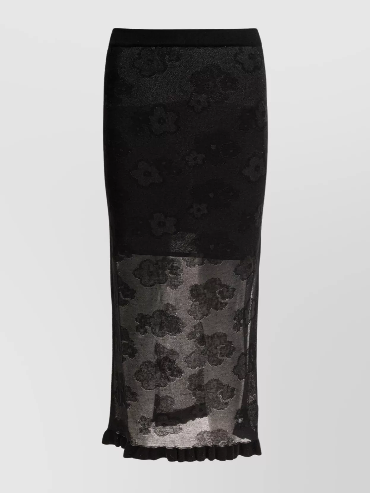 CECILIE BAHNSEN ELASTIC WAISTBAND FLORAL PATTERN SHEER OVERLAY SIDE SLIT