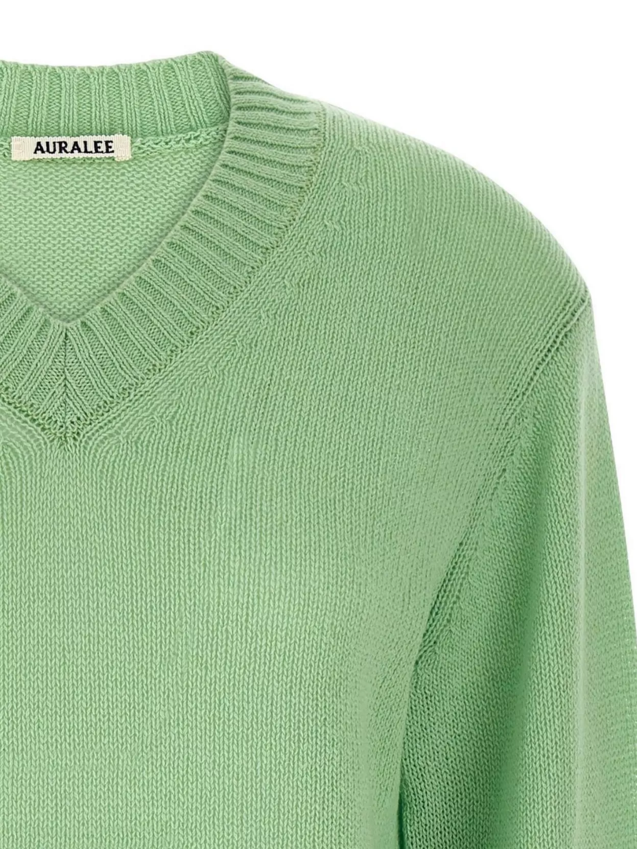 Auralee V-Neck Long Sleeve Cashmere Knit Sweater