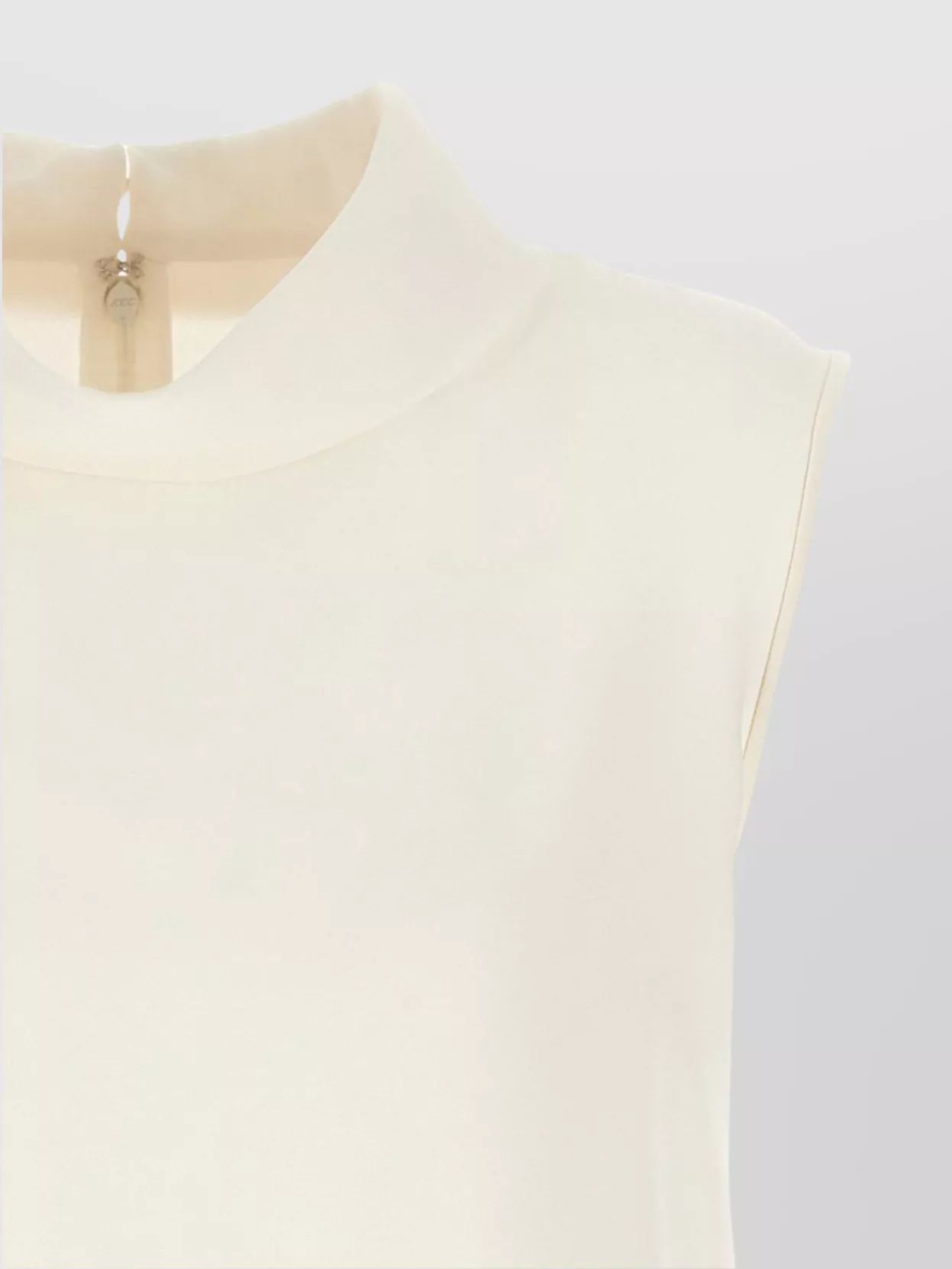 Shop Valentino Mock Neck Sleeveless Georgette Blouse