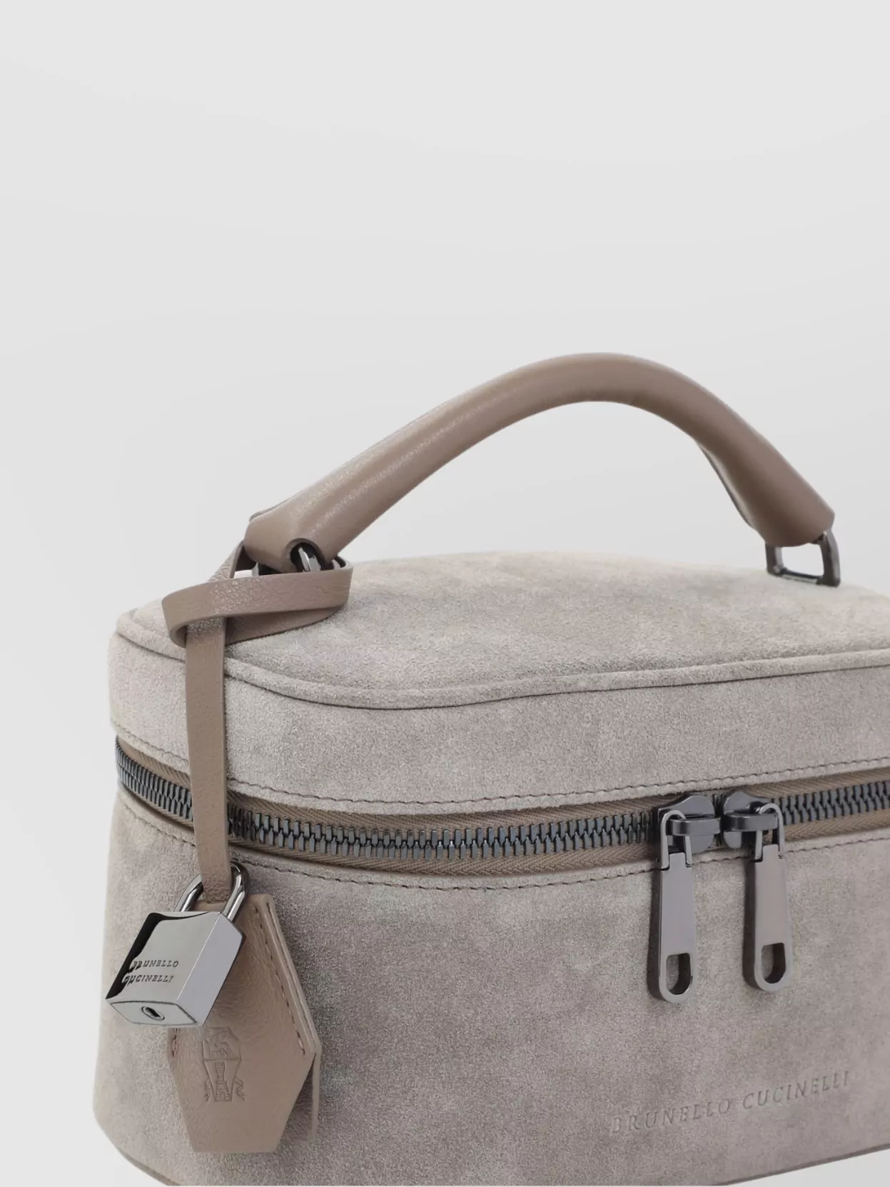 Brunello Cucinelli Suede Leather Pouch With Top Handle