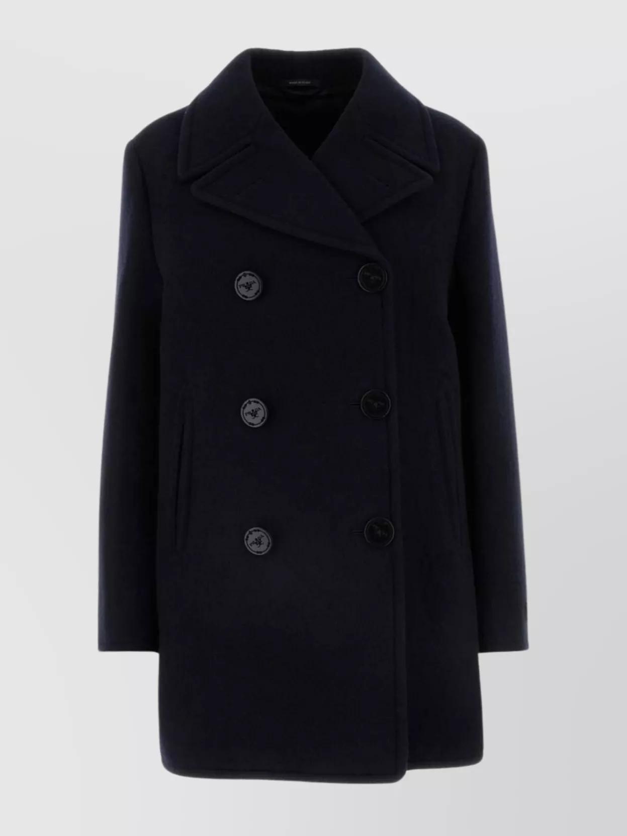 Shop Prada Notch Lapels Wool Blend Coat