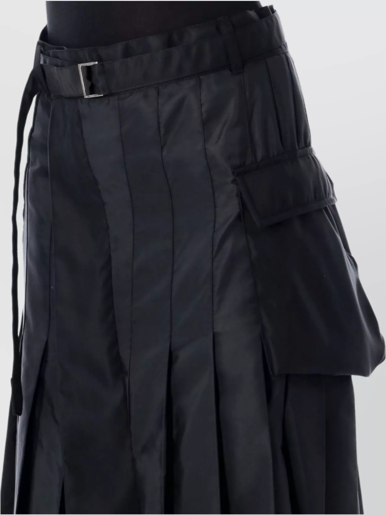 Sacai Pleated Midi Skirt Asymmetric Hem