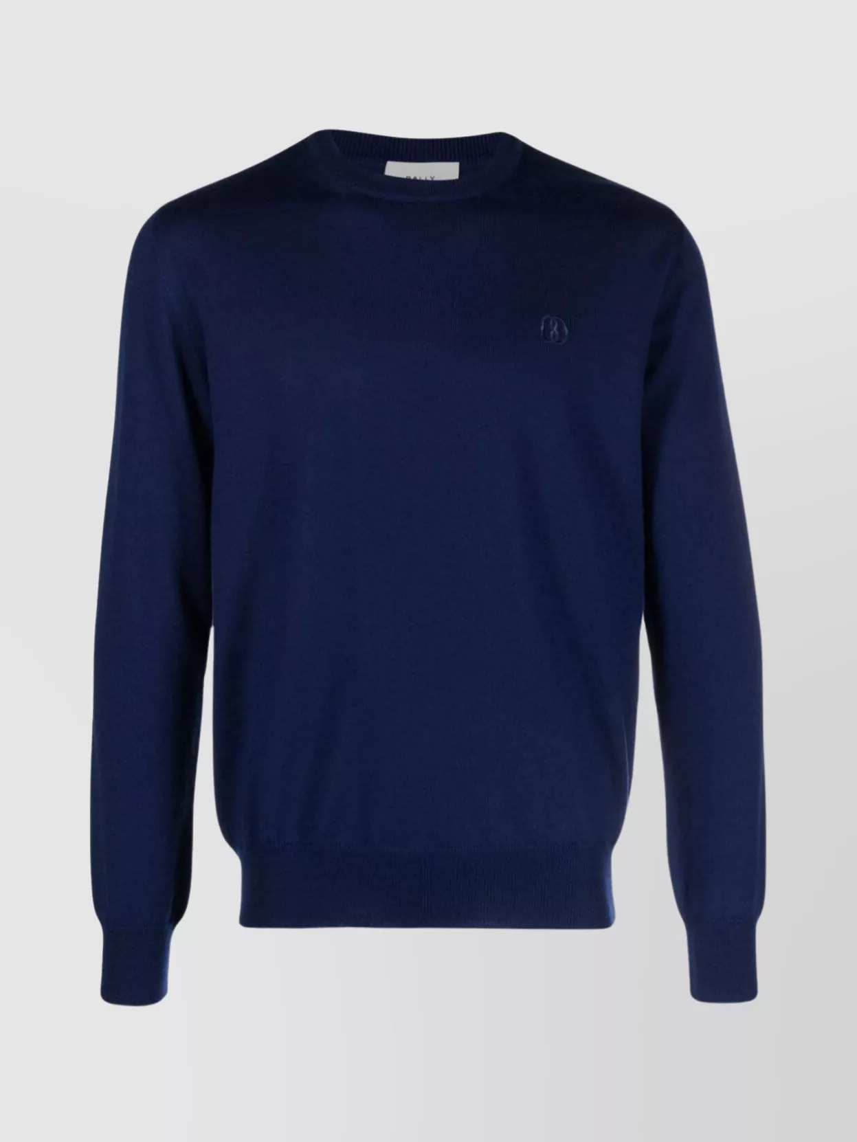 Shop Bally Classic Ribbed Knit Crewneck In Blue