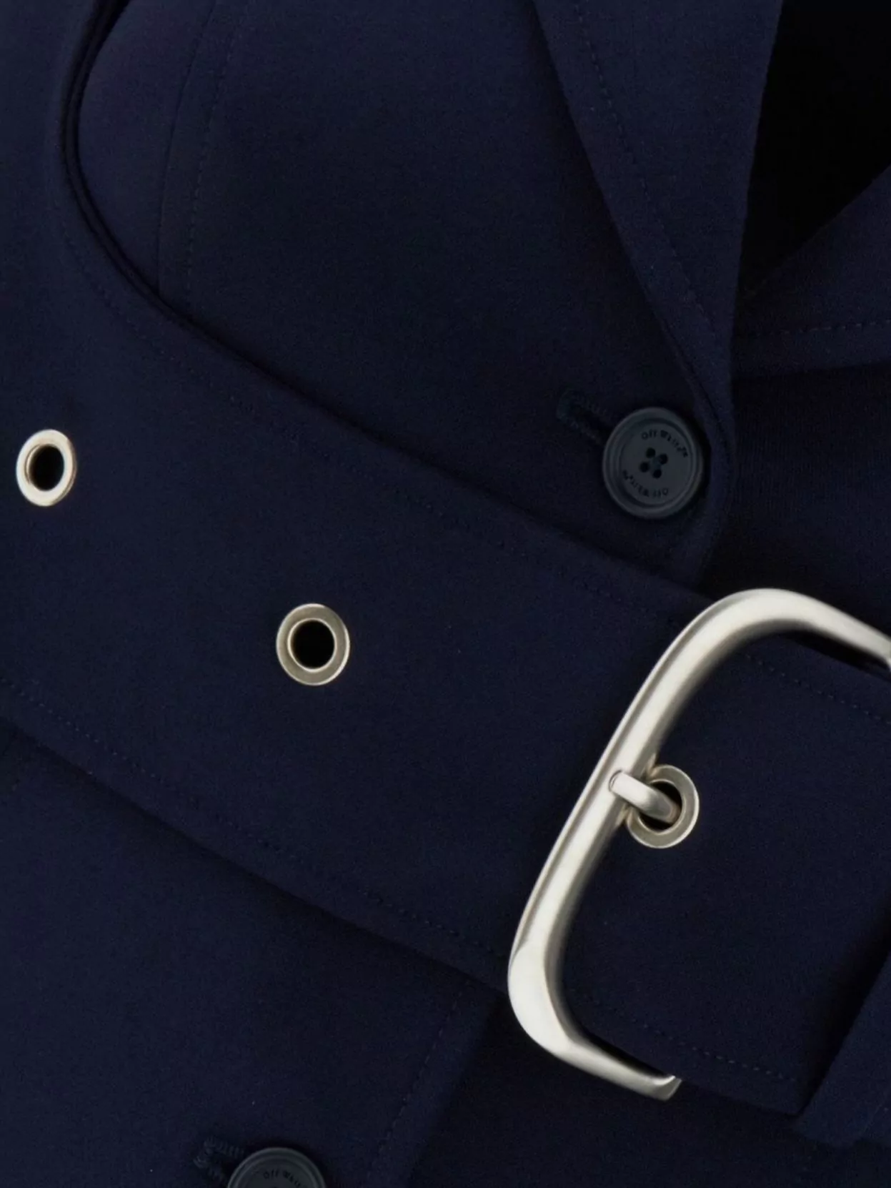Off-White Belted Wool Blend Blazer With Cut-Out Upper