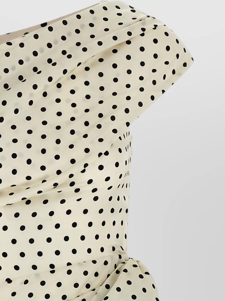 Self-Portrait Polka-Dot Satin Off-The-Shoulder Sleeveless Mini Dress