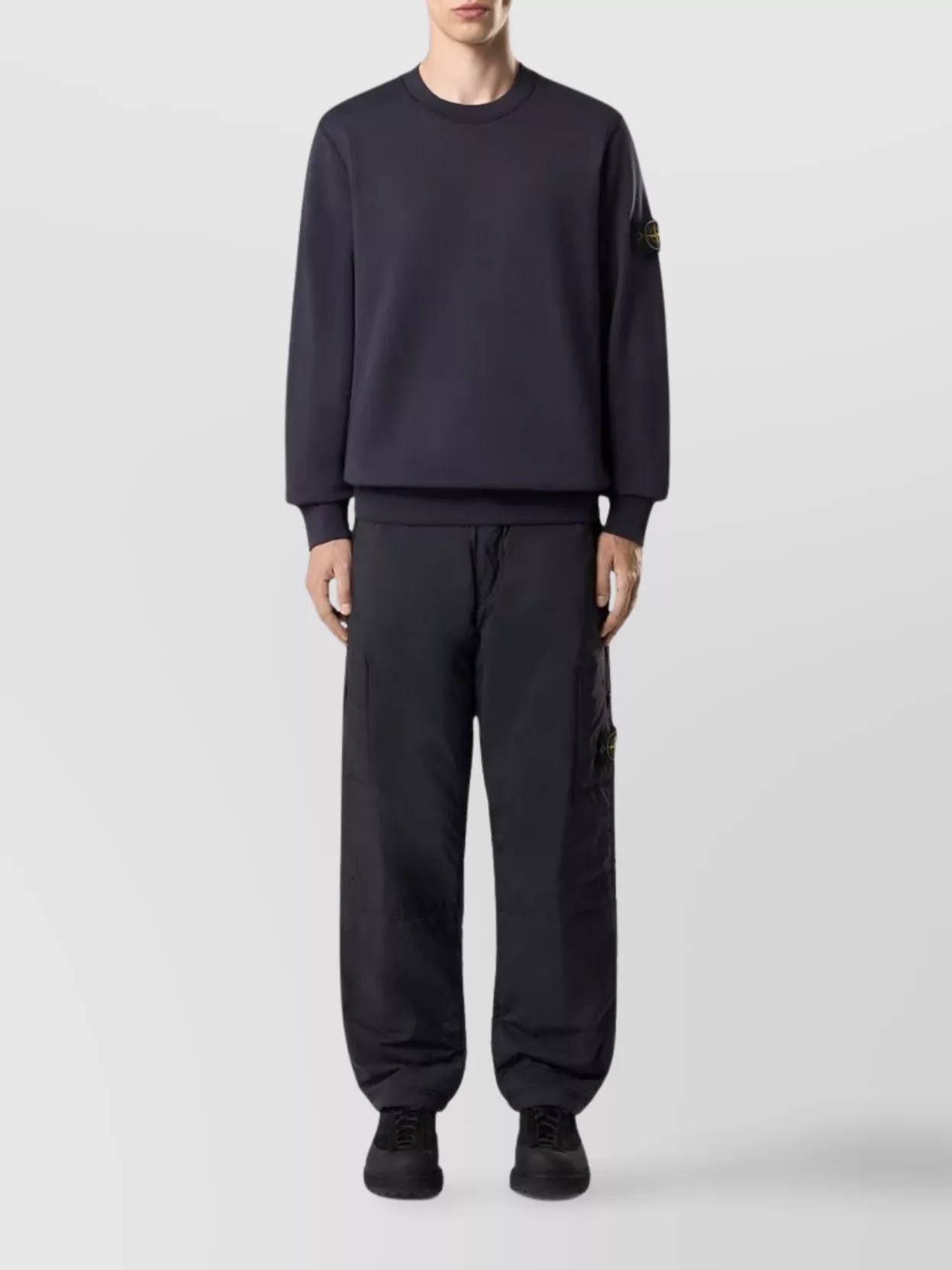 Stone Island Brushed Organic Cotton Fleece Sweatshirt With Ribbed Inserts