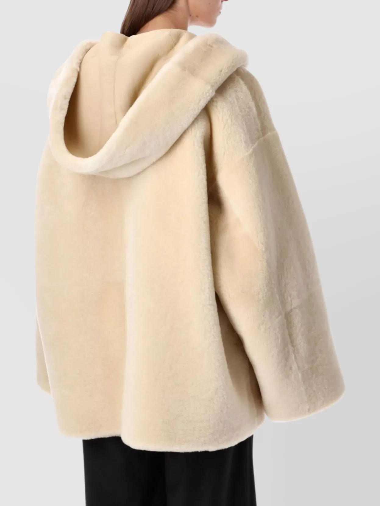 Alberta Ferretti Oversized Hooded Reversible Shearling Jacket