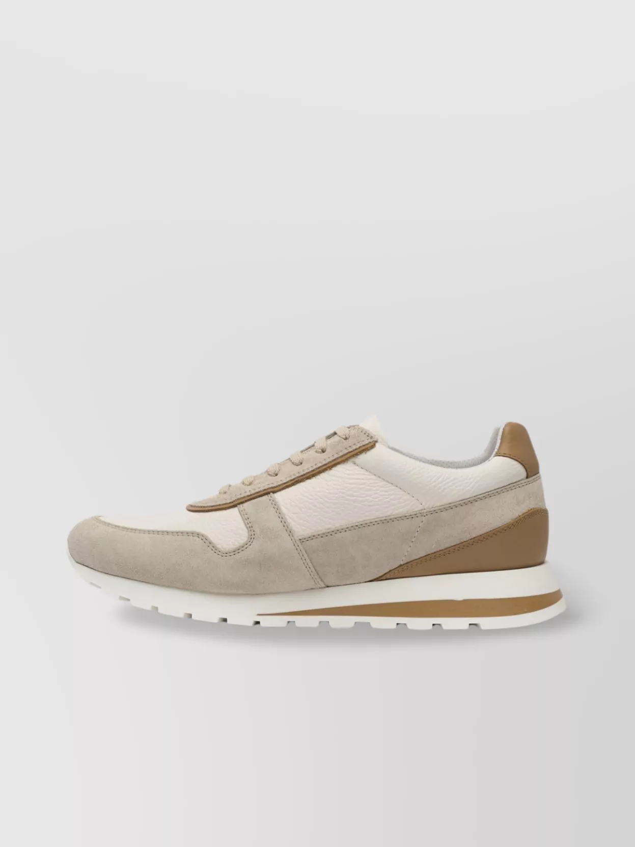 Brunello Cucinelli Panelled Round Toe Rubber Sole Sneakers